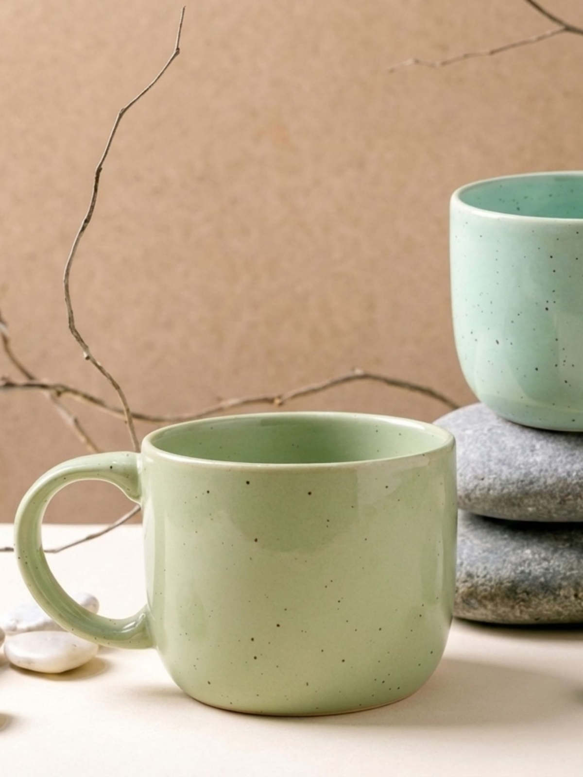 Cana cafea, Artizan Mineral Verde, glazura lucioasa, 400ml 4