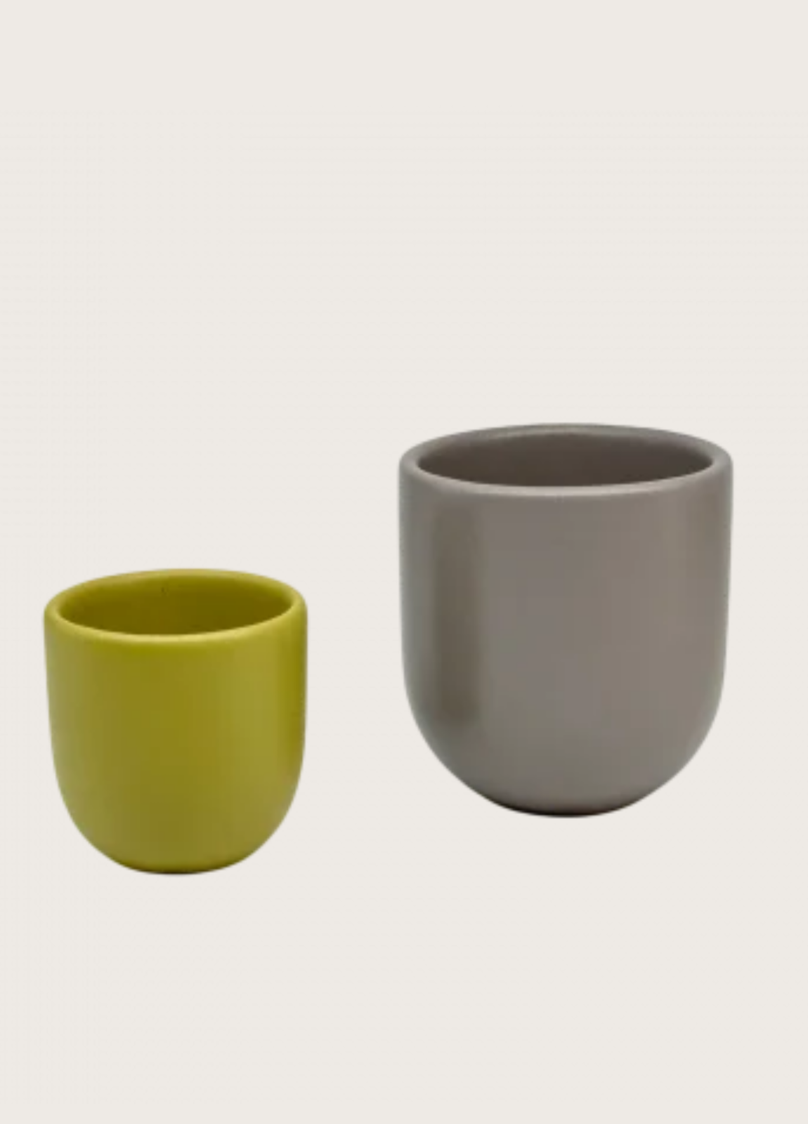 Set 2 Pahare Cafea NOVUM Springtime ( 1 pahar ceramica 250ml Gri+Olive MAT, 1 pahar ceramica 80ml Galben+Verde Mat) glazurat manual 5