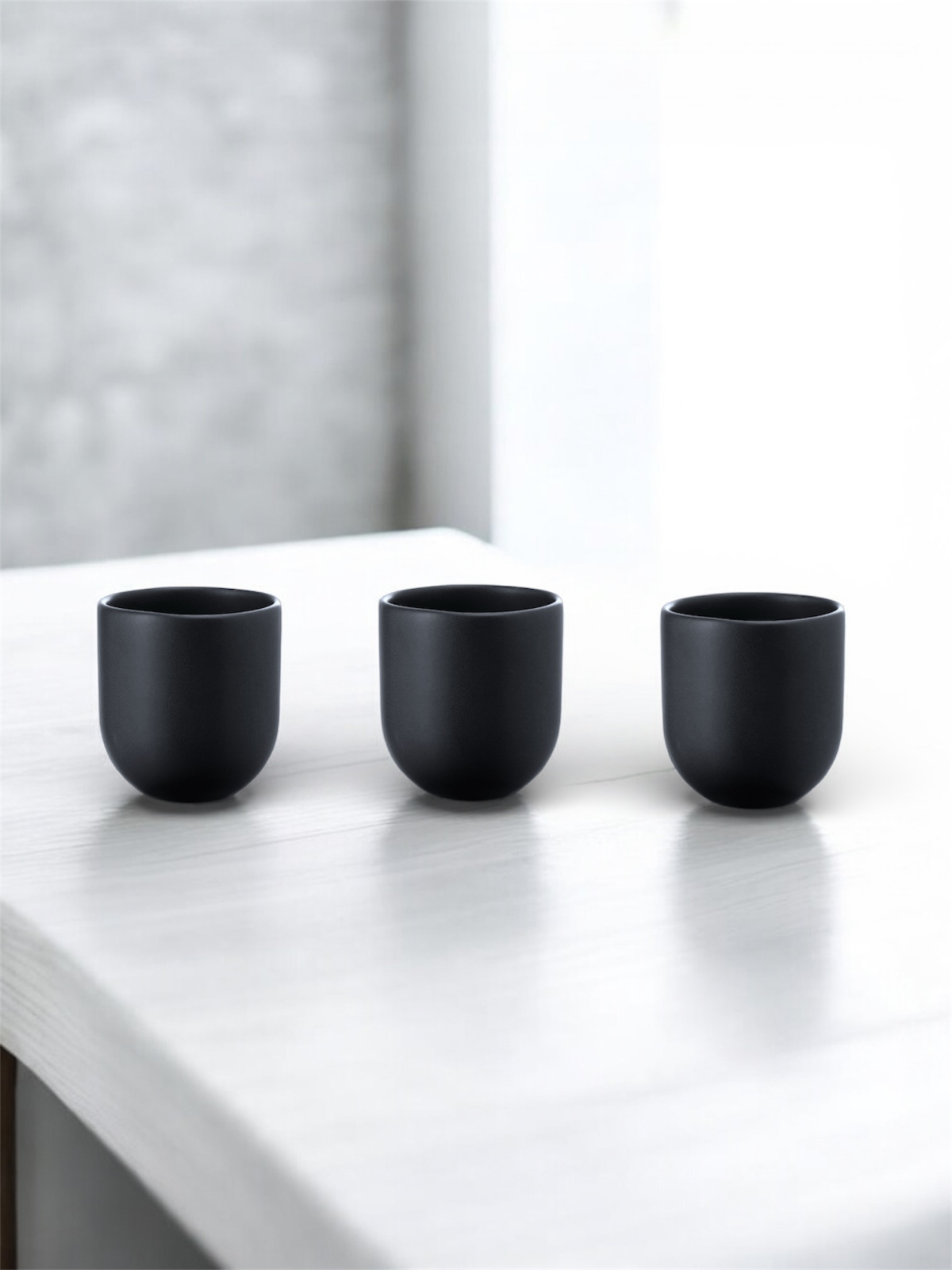 Set 3 cesti cafea Pahare Novum Trio Vulcano, glazura mata, negru carbon, 250ml 2