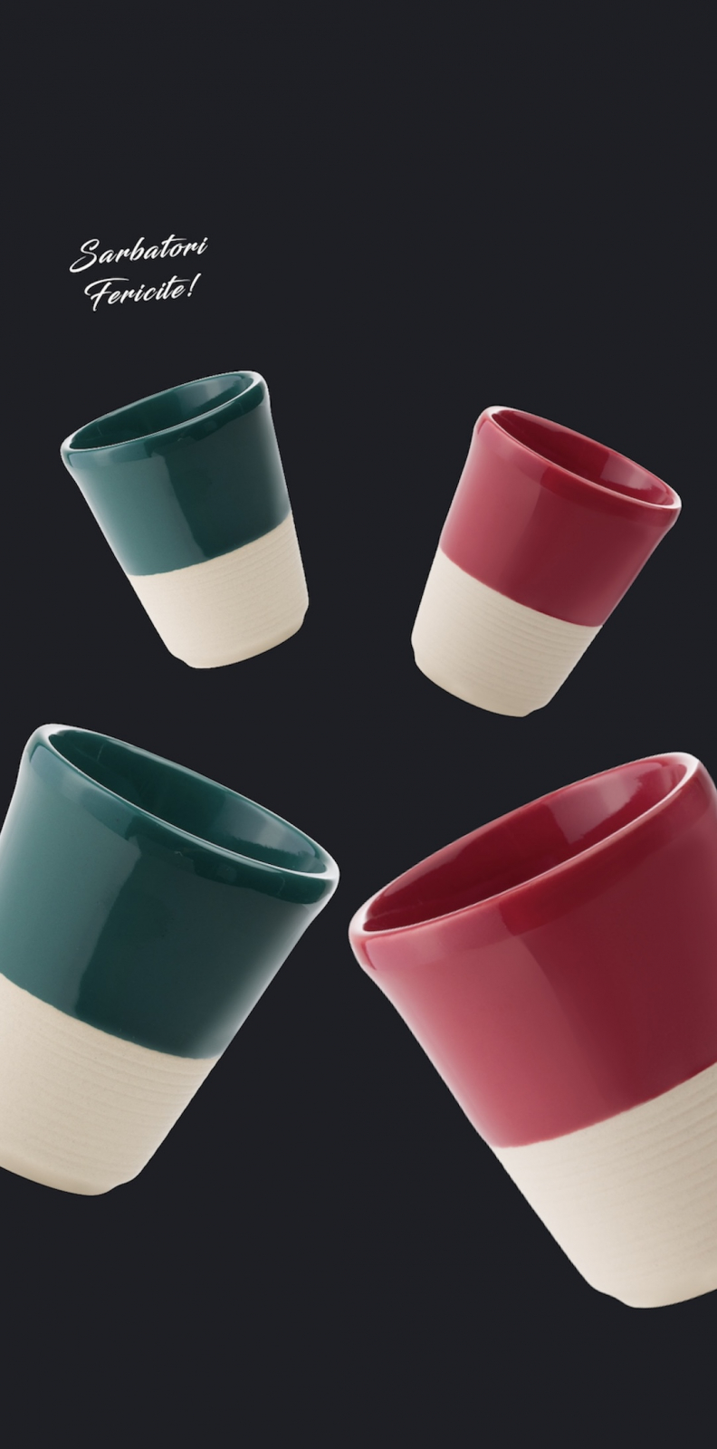 Set Cadou 4 Pahare Ceramica Arhitect Glaze Sarbatori (2 Pahare Rosii 200ml, 2 Pahare Verzi 200ml) 4