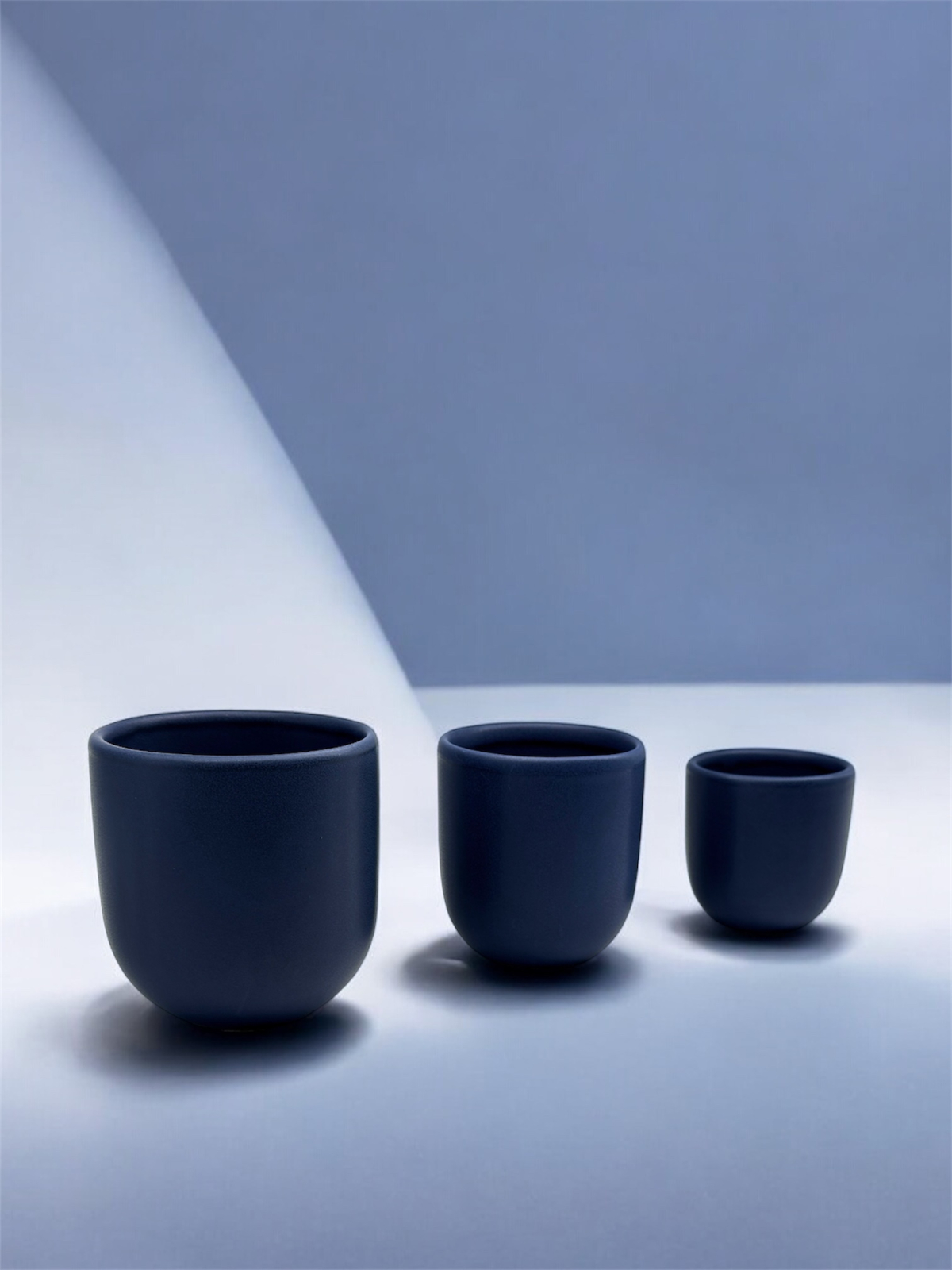 Set 3 Pahare Cafea NOVUM Velaris Negru Cerneala ,   250 ml, 150 ml, 80 ml (Negru Cerneala Indigo Mat) ,   Gresie Ceramica Glazurata Manual 4