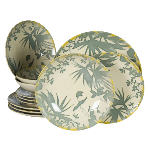 Set 12 Piese Summer 44 Gri: 4 Farfurii Intinse 26cm, 4 Farfurii Desert 20cm  4 Boluri 21cm 500ml