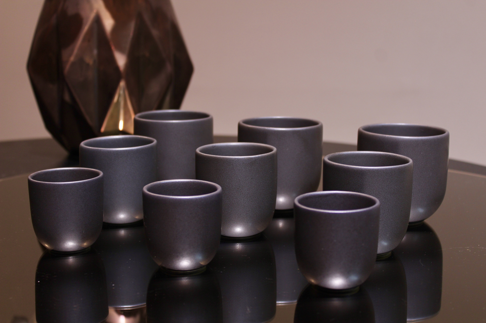 Set 90 Pahare Ceramica Vulcano (30x250ml, 30x150ml, 30x75ml) Negru Carbon Mat 4