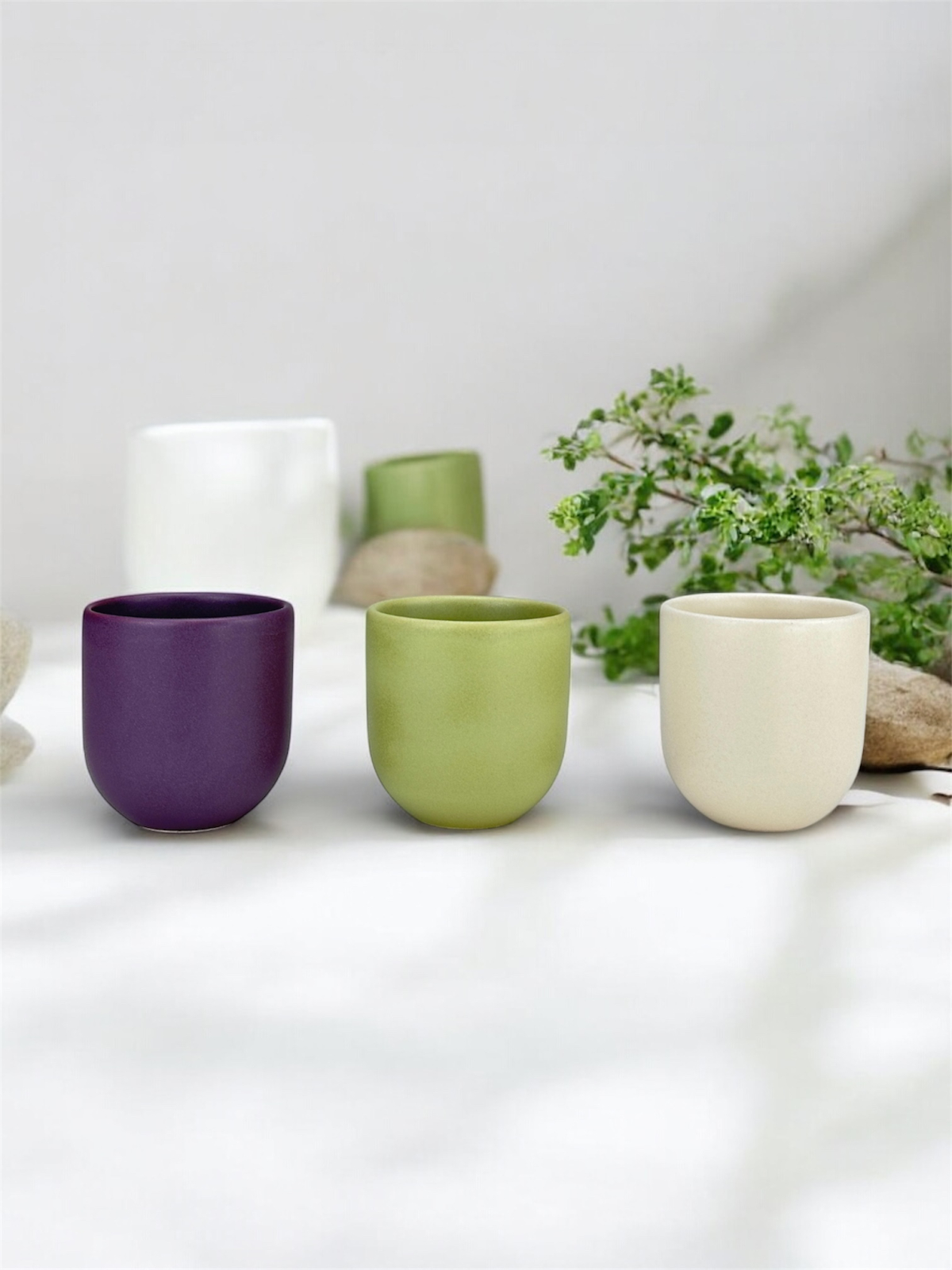 Set 3 cesti cafea Pahare Novum Trio Serenity, glazura mata, 250ml 2