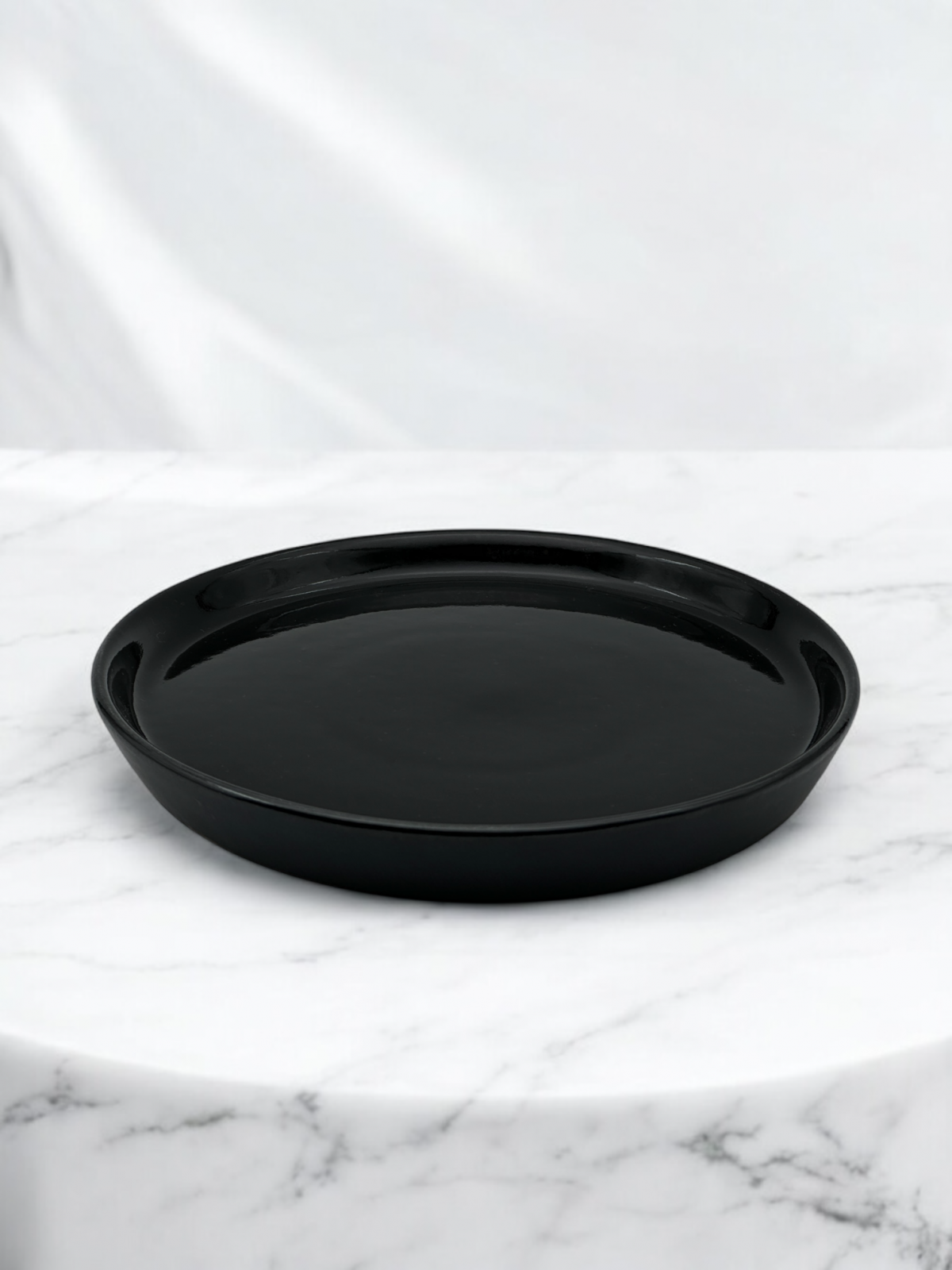 Farfurie Vulcano Mare 25cm Gresie Ceramica ( Negru lucios interior, Negru mat exterior) 2