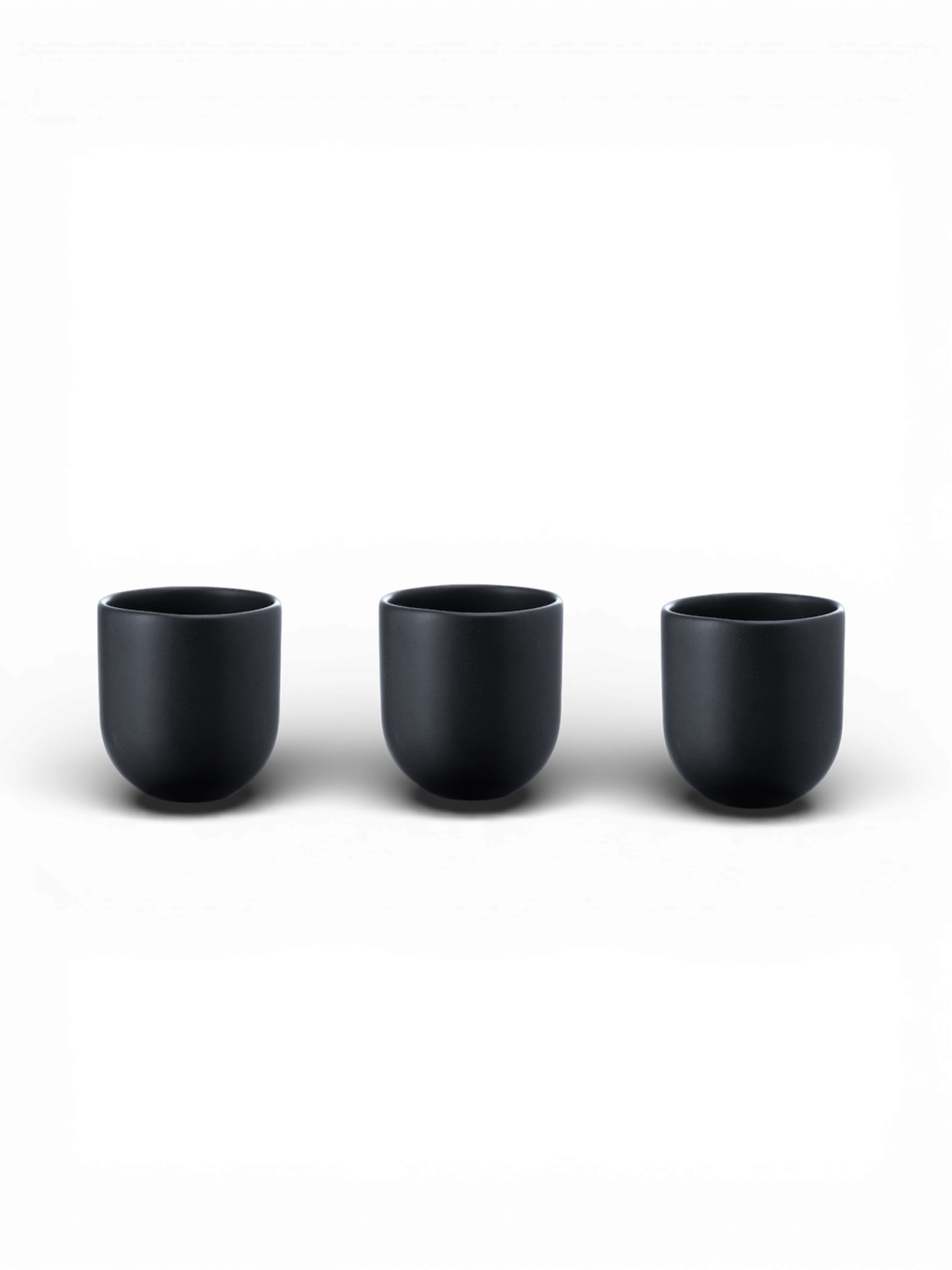 Set 3 cesti cafea Pahare Novum Trio Vulcano, glazura mata, negru carbon, 250ml 3