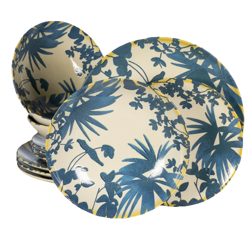 Set 12 Piese Summer 33 Albastru Inchis: 4 Farfurii Intinse 26cm, 4 Farfurii Desert 20cm  4 Boluri 21cm 500ml