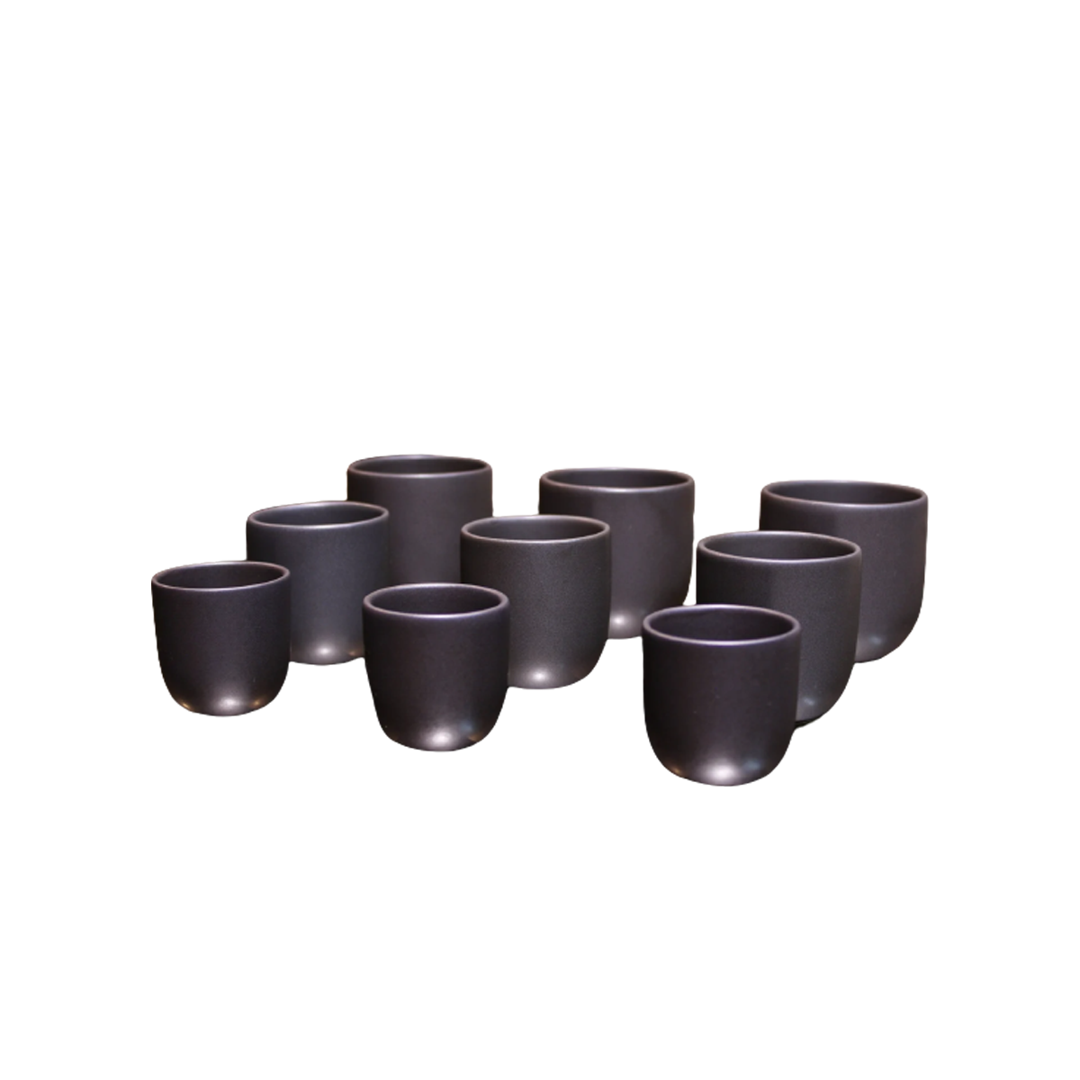 Set 90 Pahare Ceramica Vulcano (30x250ml, 30x150ml, 30x75ml) Negru Carbon Mat