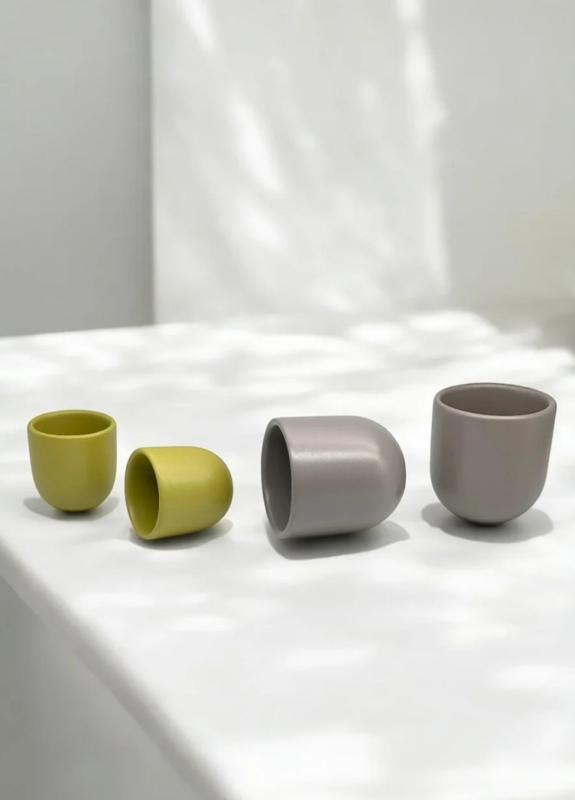Set 2 Pahare Cafea NOVUM Springtime ( 1 pahar ceramica 250ml Gri+Olive MAT, 1 pahar ceramica 80ml Galben+Verde Mat) glazurat manual 4