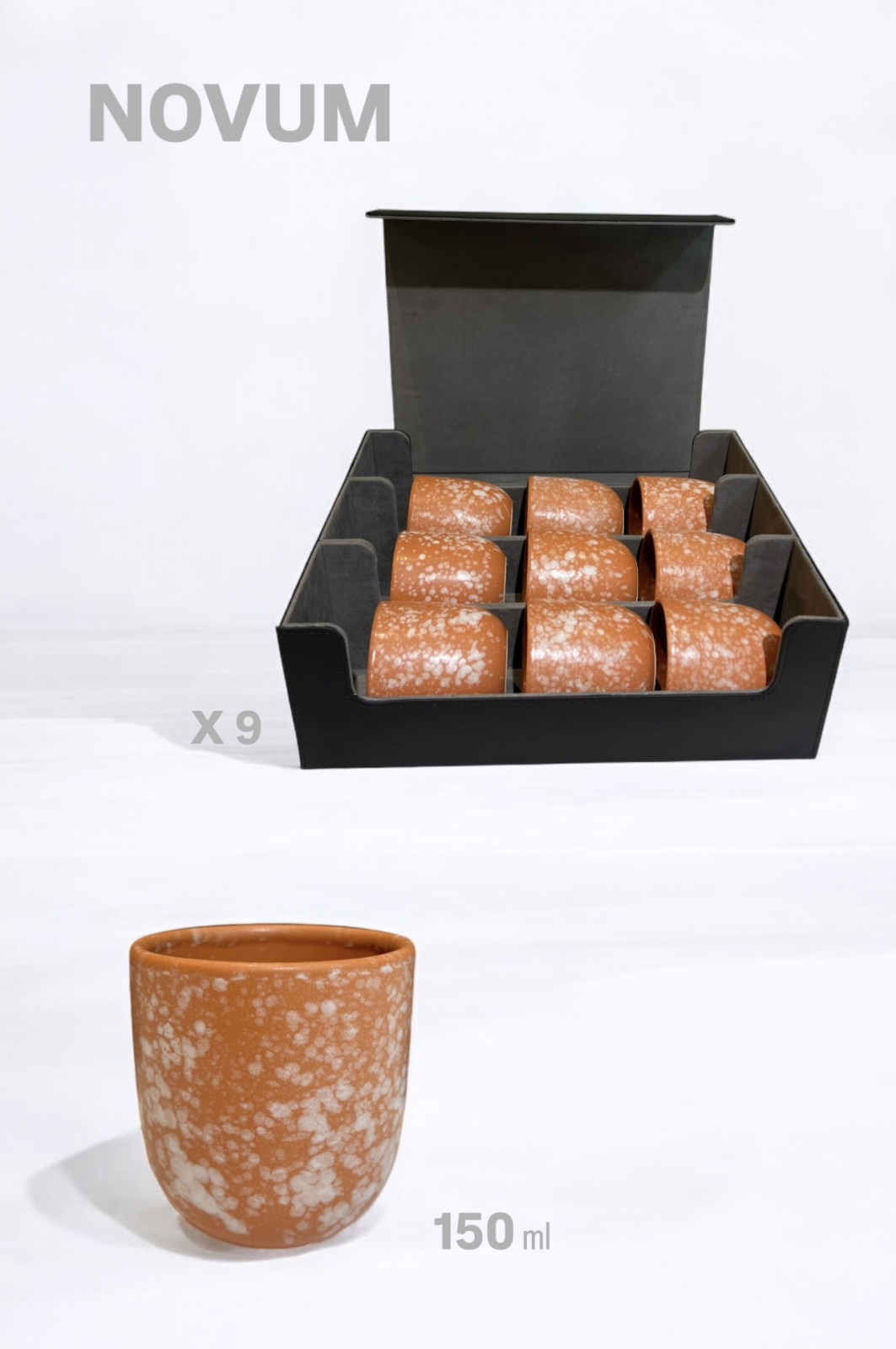 Set Cadou 9 Pahare Cafea Novum Granit Orange Pearl (9 pahare 150ml, cutie premium) 3
