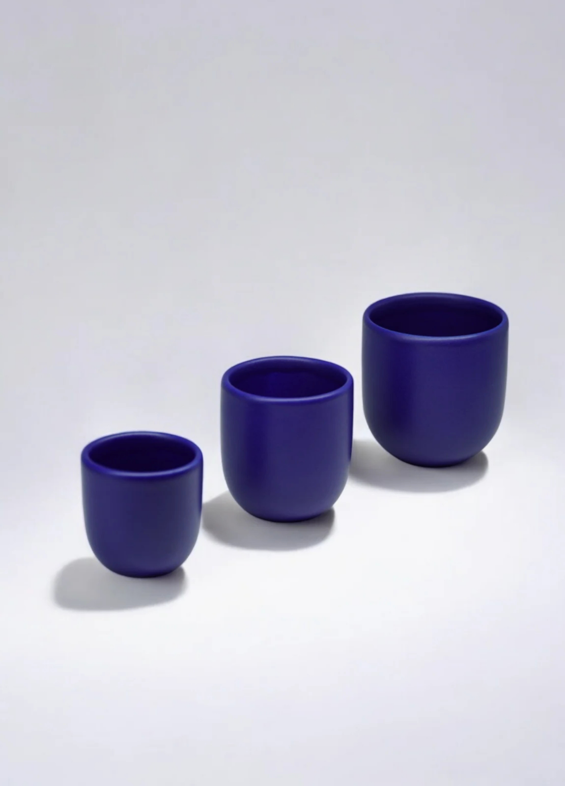 Set 3 Pahare Cafea NOVUM Velaris Cobalt Blue (80 ml + 150 ml + 250 ml) ,   Gresie Ceramica Glazurata Manual