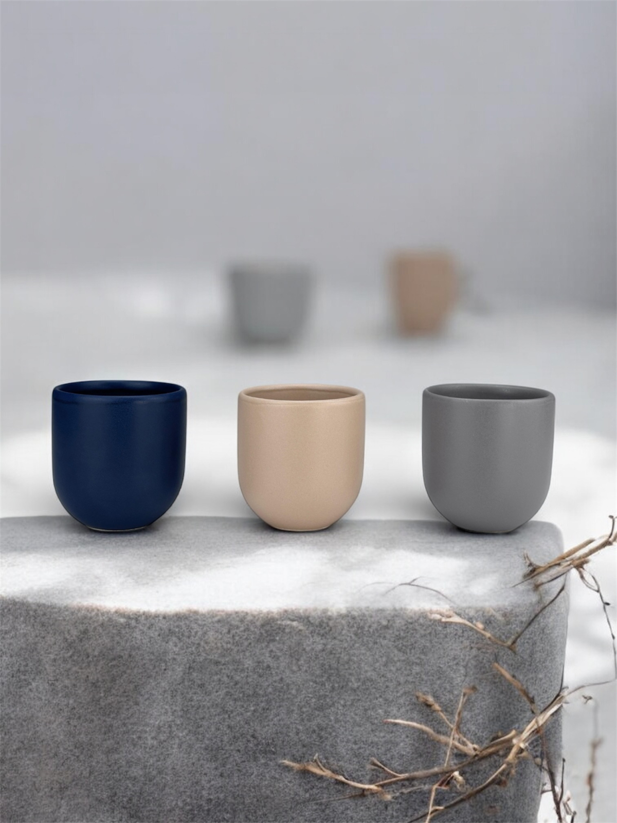 Set 3 cesti cafea Pahare Novum Trio Portal, glazura mata, 250ml 2
