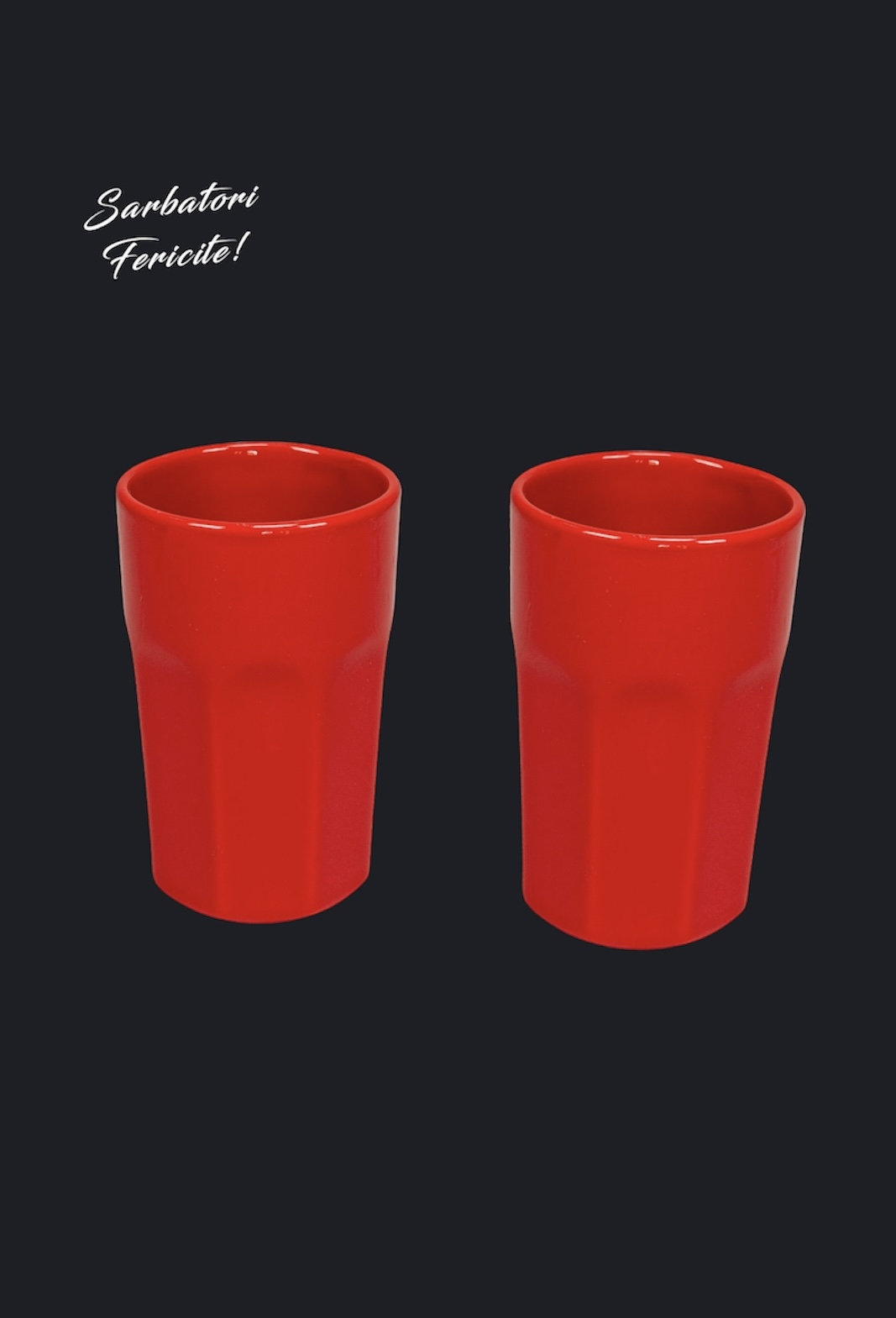 Set Cadou Vulcano Sarbatori 4 piese ( 2 Farfurii Vulcano 20 cm, 2 Pahare Rosii 330ml) 3