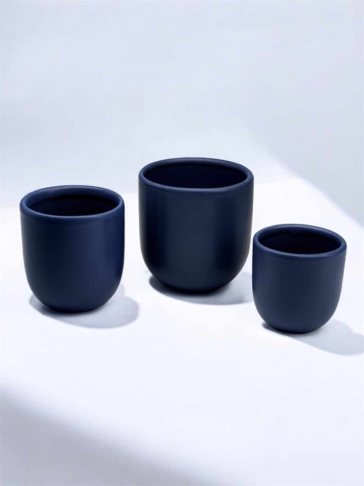 Set 3 Pahare Cafea NOVUM Velaris Negru Cerneala ,   250 ml, 150 ml, 80 ml (Negru Cerneala Indigo Mat) ,   Gresie Ceramica Glazurata Manual 3