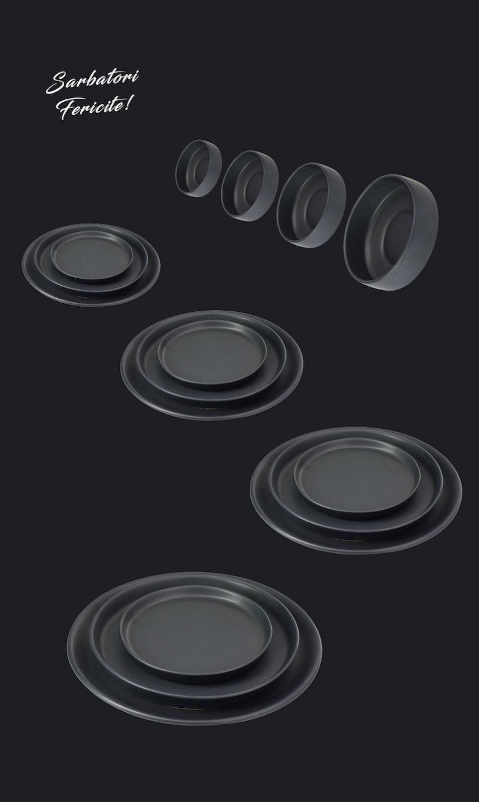 Set Cadou 24 Farfurii Vulcano Evenimente (6 Platouri 30cm, 6 Farfurii 25cm, 6 Farfurii 20cm, 6 boluri 400ml) LA COMANDA 25 de seturi