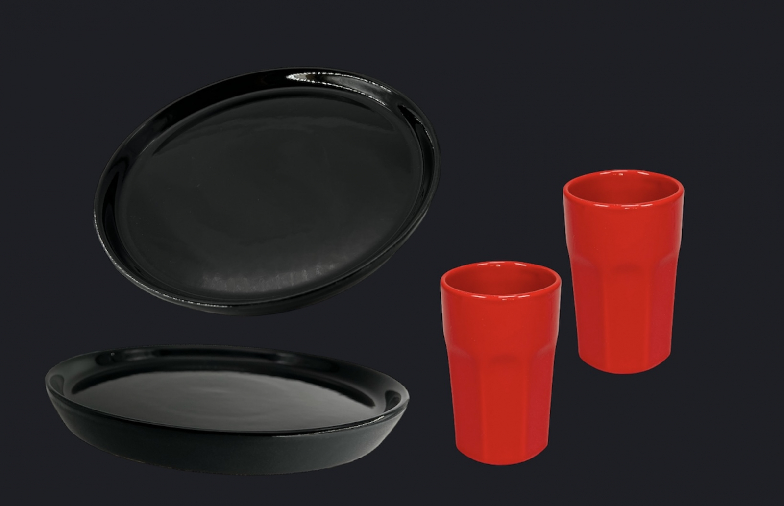 Set Cadou Vulcano Sarbatori 4 piese ( 2 Farfurii Vulcano 20 cm, 2 Pahare Rosii 330ml) 4