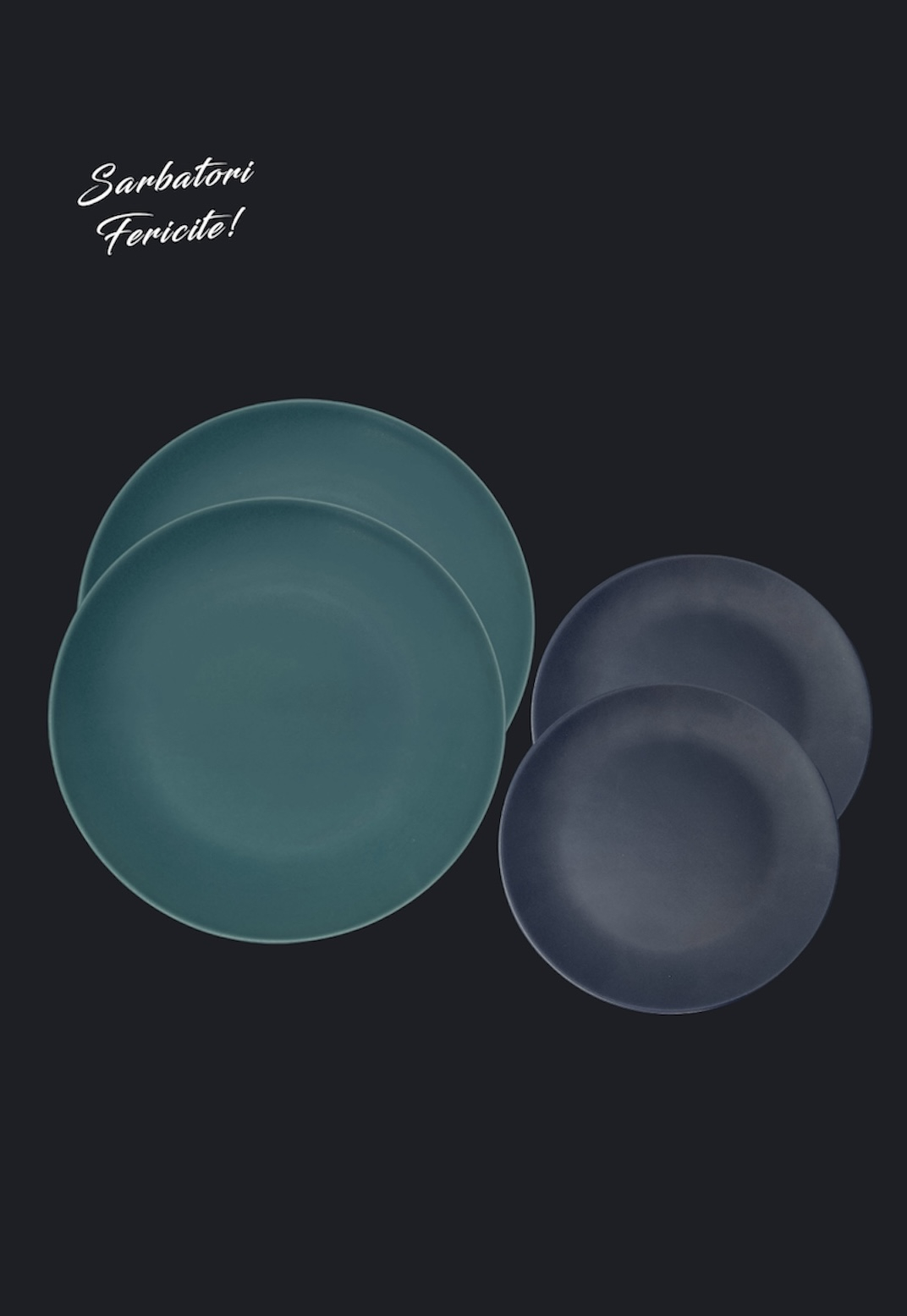 Set Cadou 4 Farfurii MADE Pantone (2 Farfurii Mari Verde Mat 26cm, 2 Farfurii Desert Indigo 21cm) 6