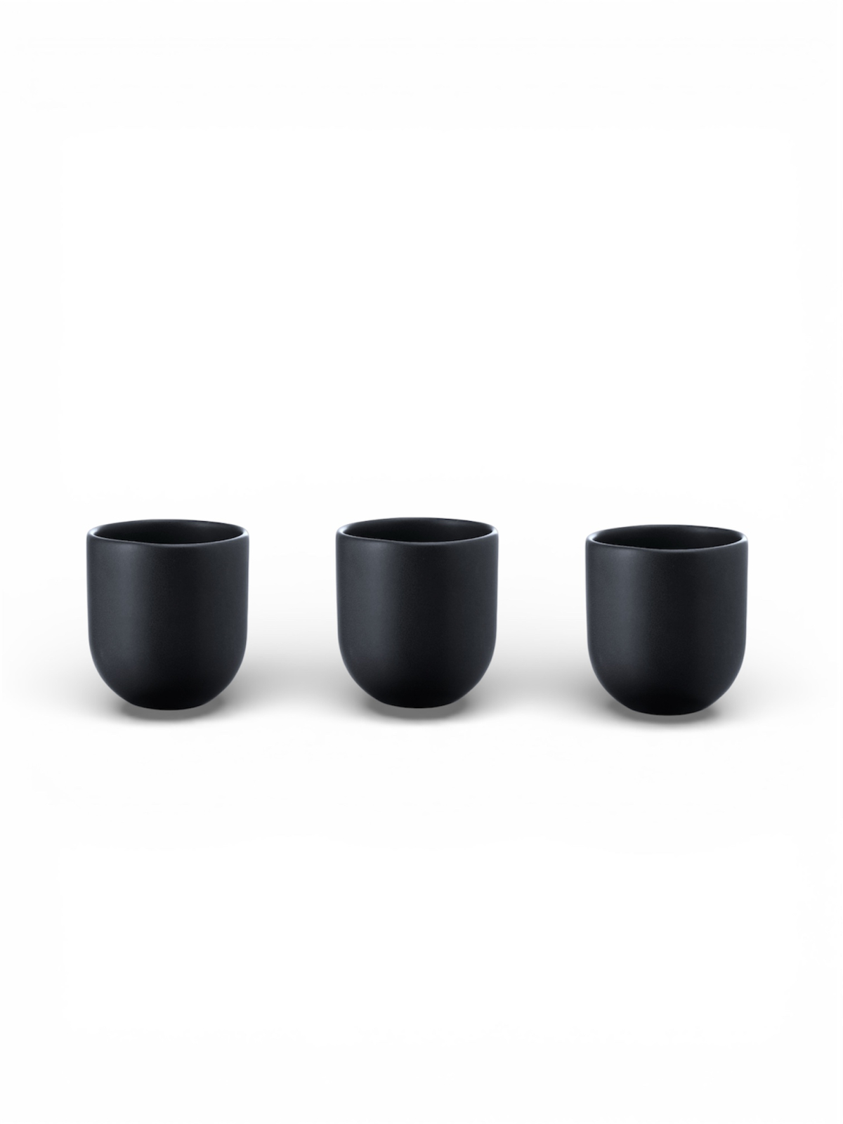 Set 3 cesti cafea Pahare Novum Trio Vulcano, glazura mata, negru carbon, 250ml