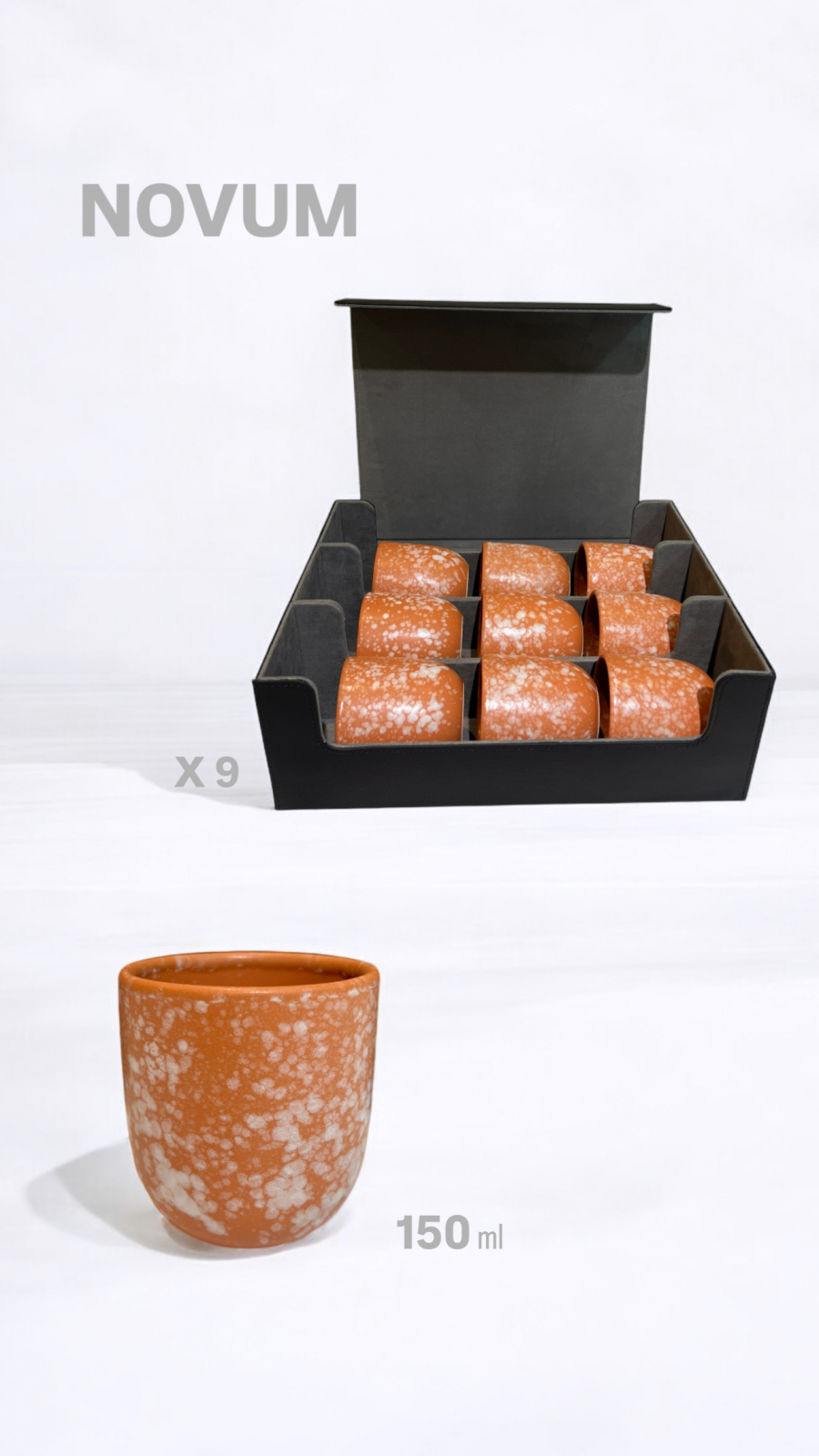 Set Cadou 9 Pahare Cafea Novum Granit Orange Pearl (9 pahare 150ml, cutie premium) 2