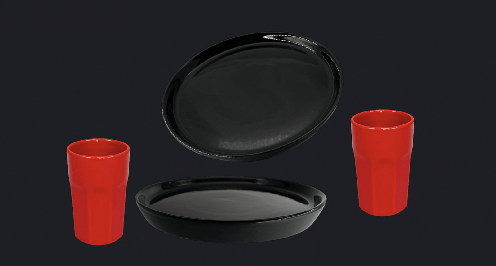 Set Cadou Vulcano Sarbatori 4 piese ( 2 Farfurii Vulcano 20 cm, 2 Pahare Rosii 330ml) 5