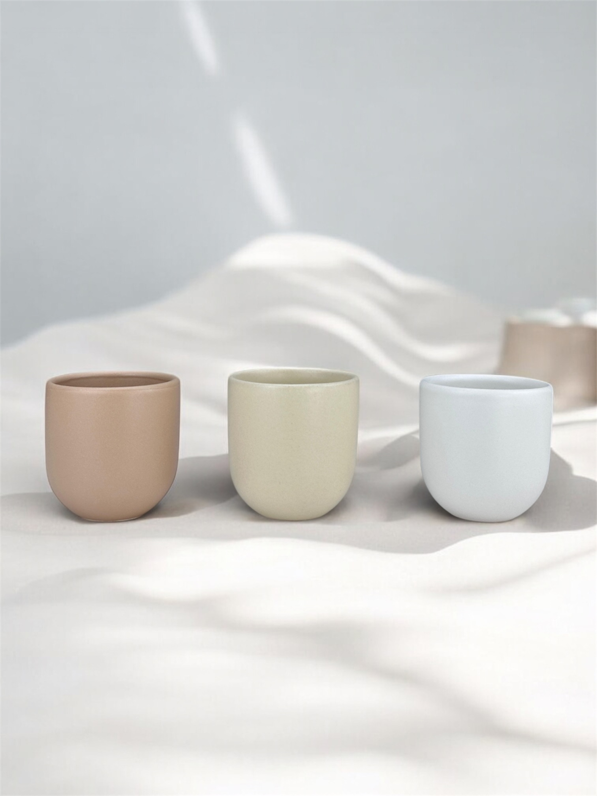 Set 3 cesti cafea Pahare Novum Trio Dune, glazura mata, 250ml 2