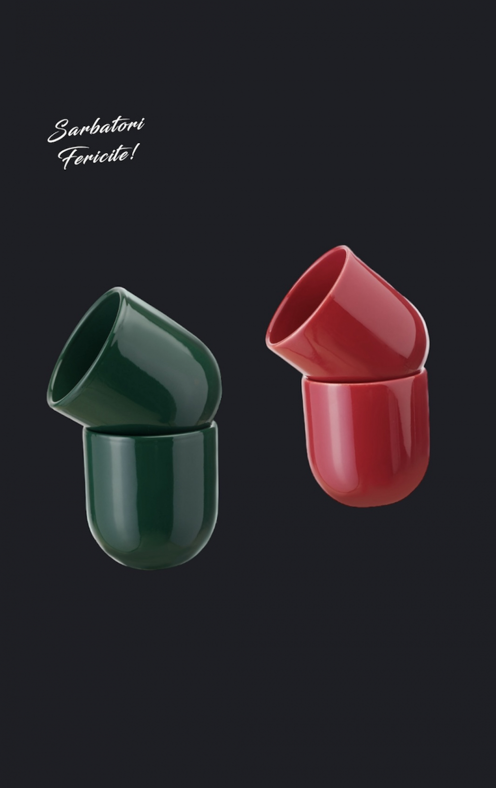 Set Cadou 4 Pahare Ceramica Novum Sarbatori (2 Pahare Rosii 250ml, 2 Pahare Verzi 250ml) 5