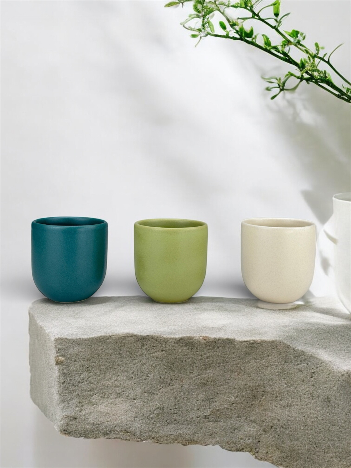 Set 3 cesti cafea Pahare Novum Trio Oasis, glazura mata, 250ml 2