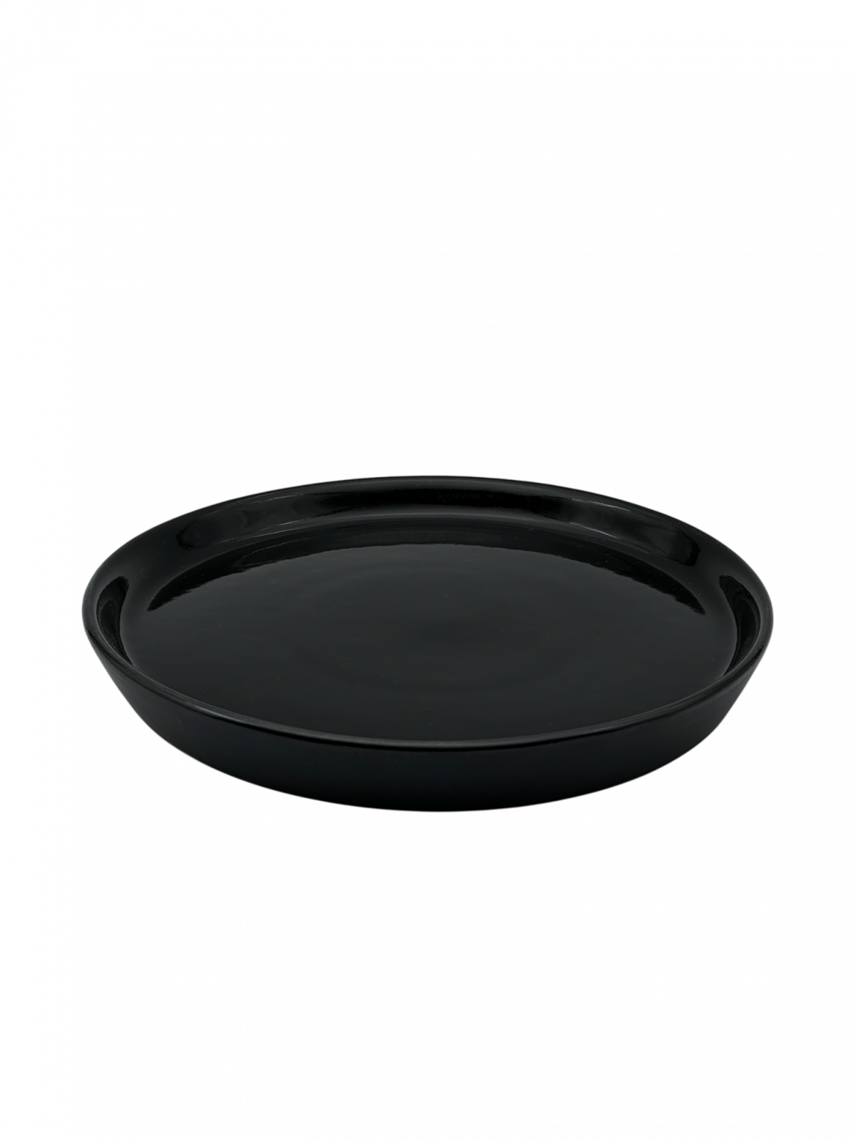 Farfurie Vulcano Mare 25cm Gresie Ceramica ( Negru lucios interior, Negru mat exterior)