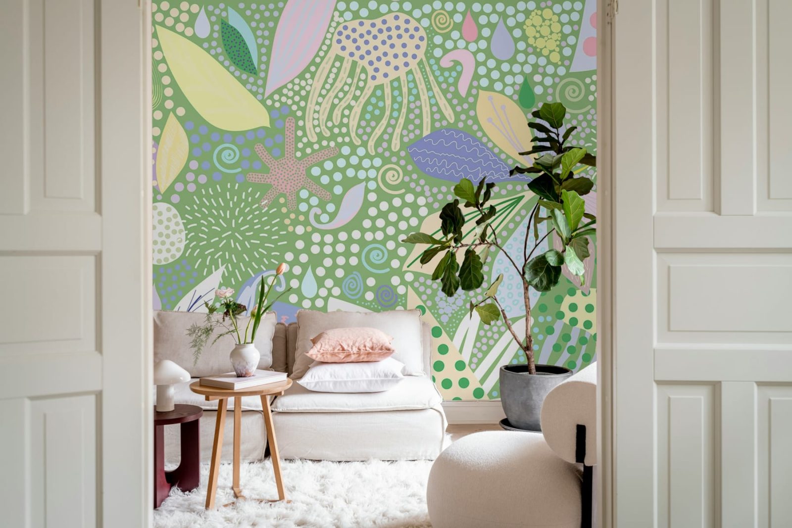 Flower Art, Green, Rebel Walls 3