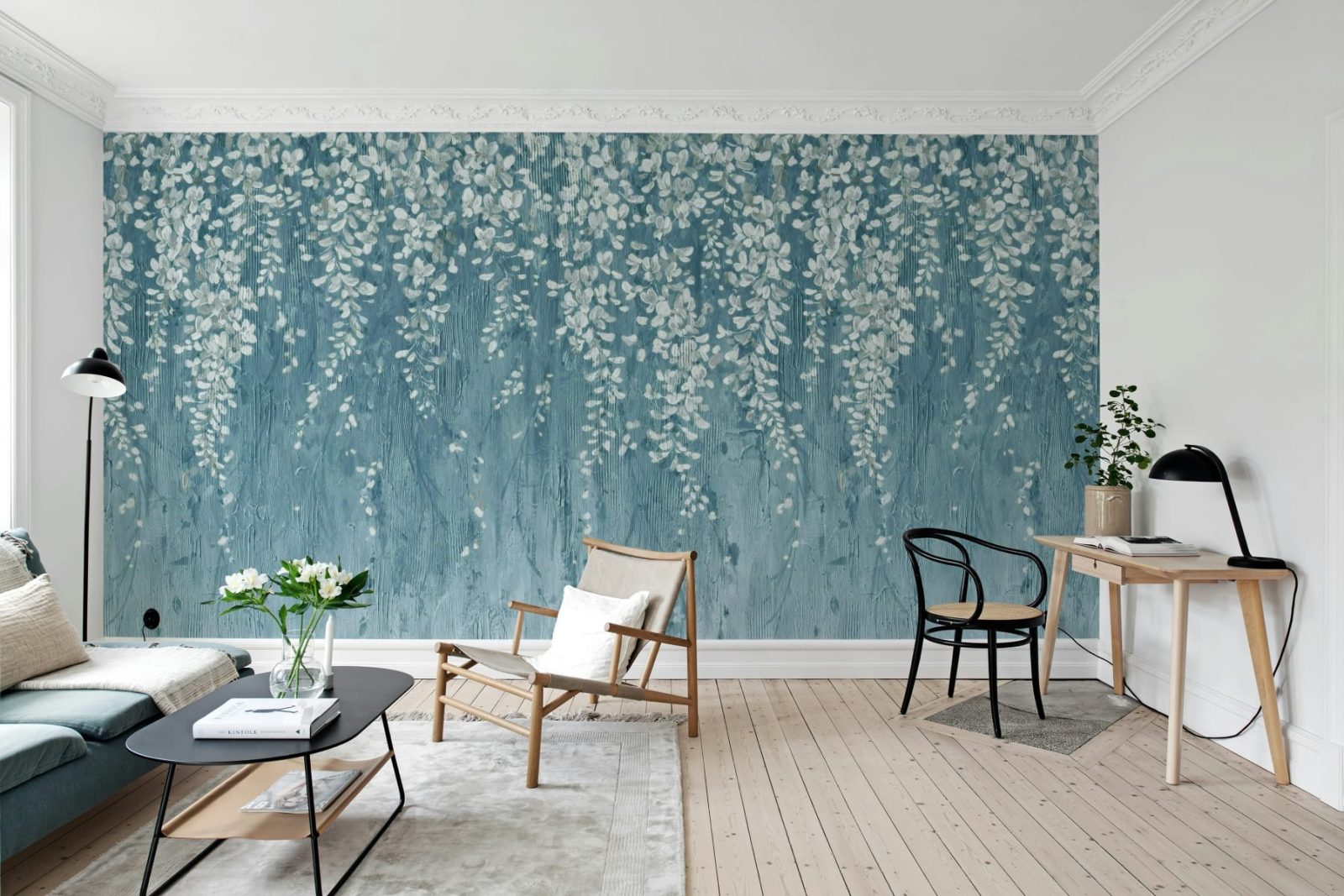 Draped Blossoms, Dark Blue, Rebel Walls 3