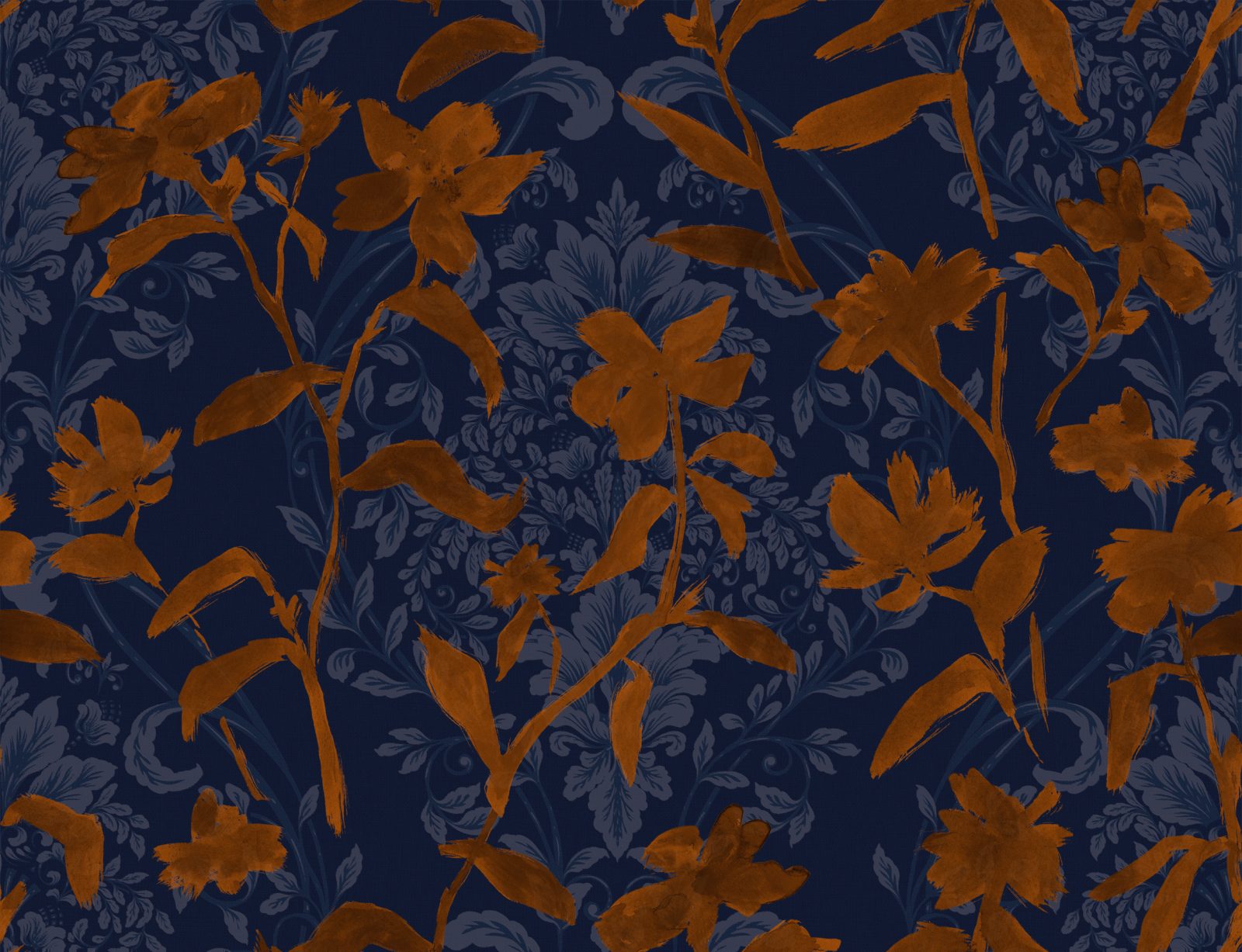 Blooming Damask, Tobacco, TresTintas 5mp / rola