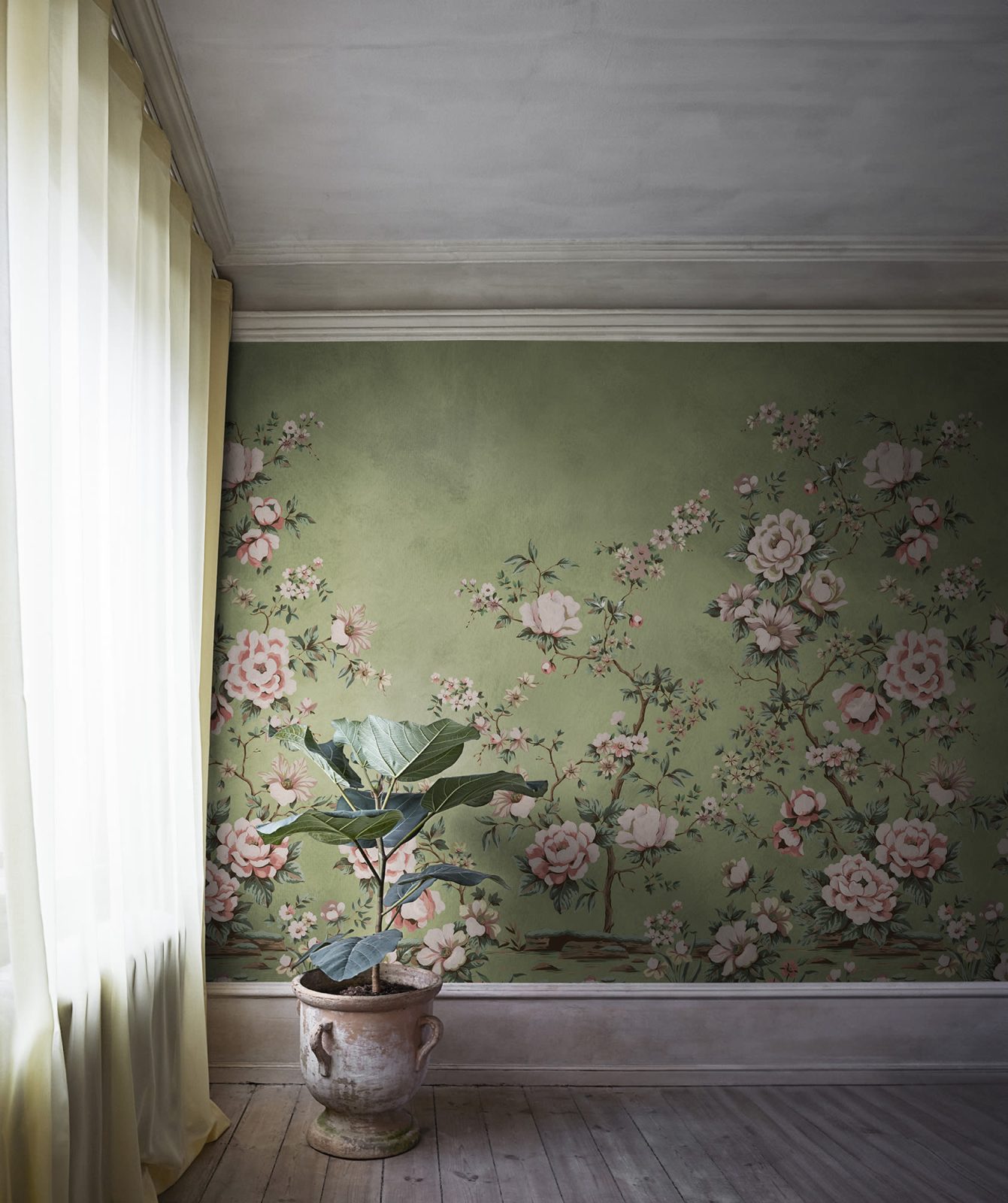 Floral Chinoiserie, Green, Rebel Walls 2