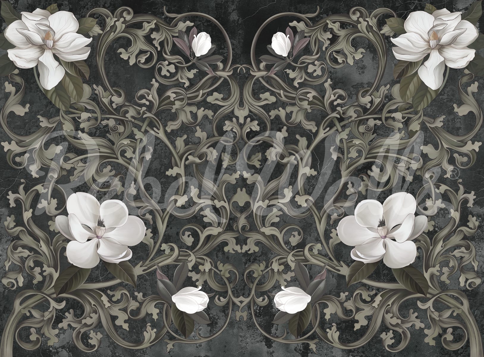 Fabulous Flowers, Gray, Rebel Walls
