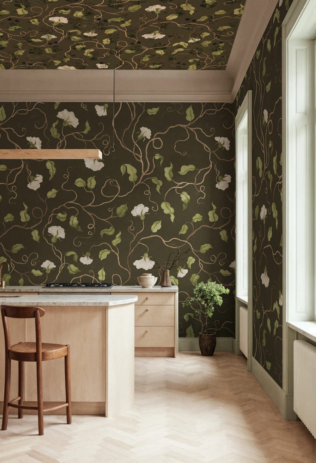 Soft Vines, Dark Green, Rebel Walls 2