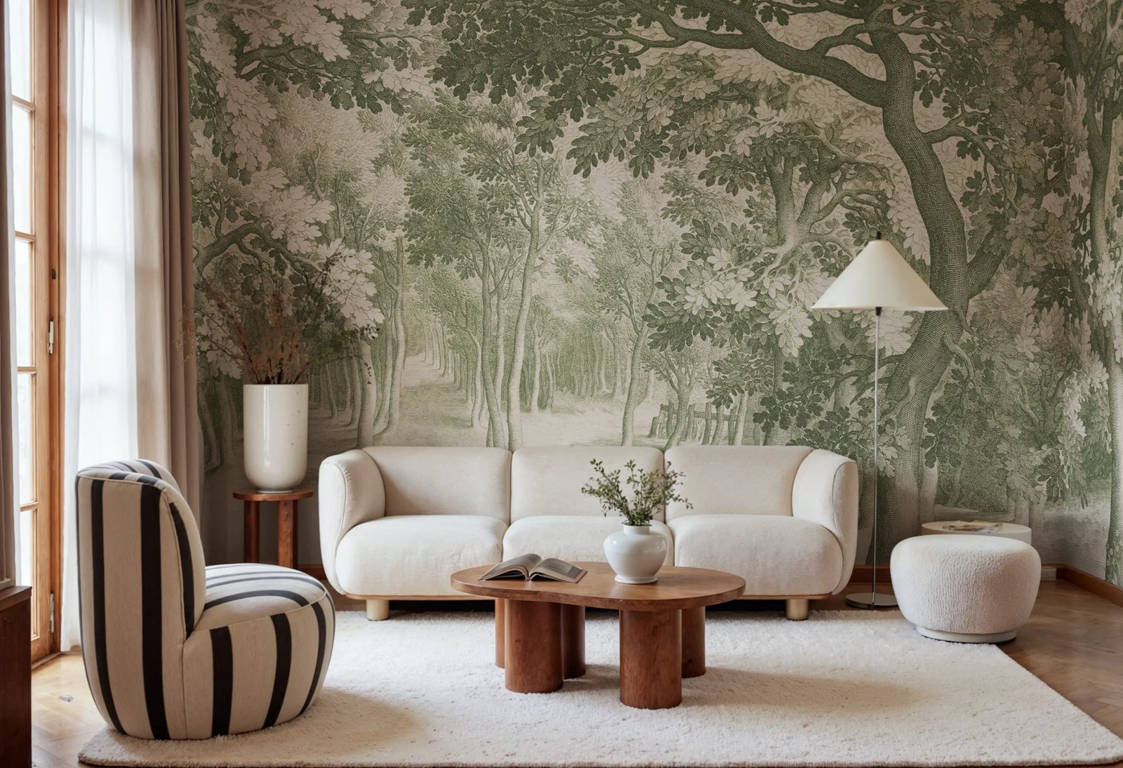 Forest Engraving, Green, Rebel Walls 2