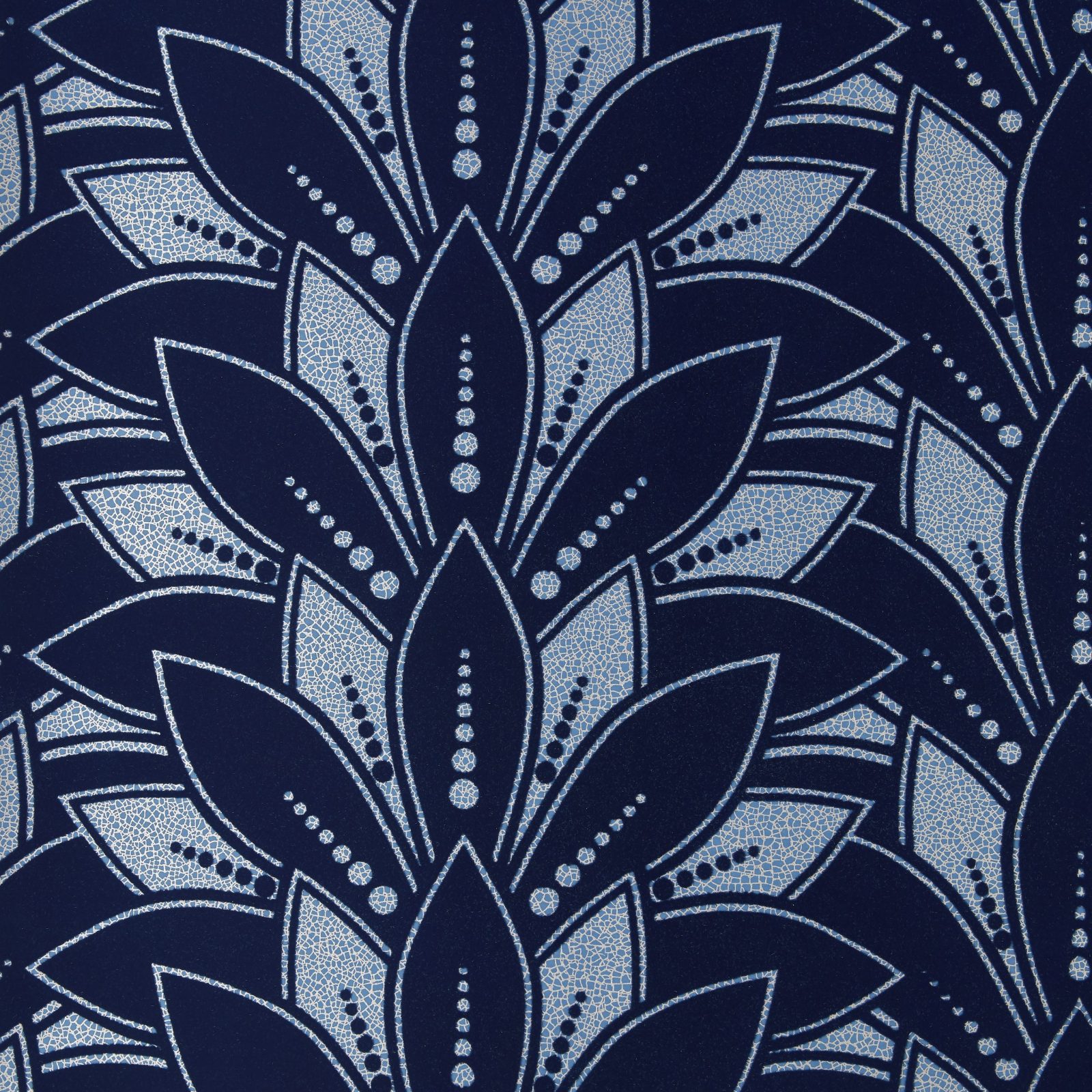 Astoria, Midnight Blue Luxury Flock, 1838 Wallcoverings, 5.3mp / rola