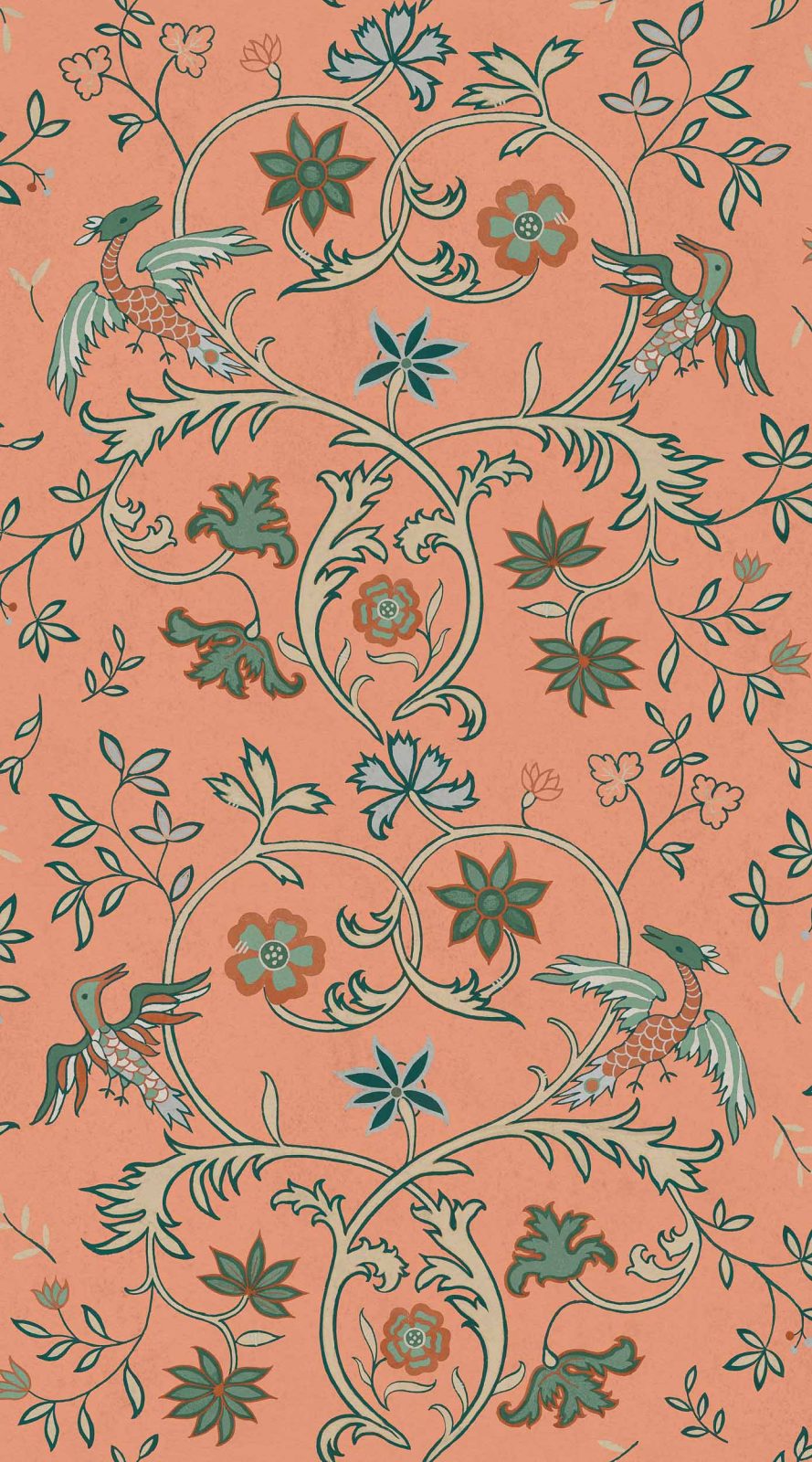 Antwerp Damask, Peach, Coordonne, 5mp / rola