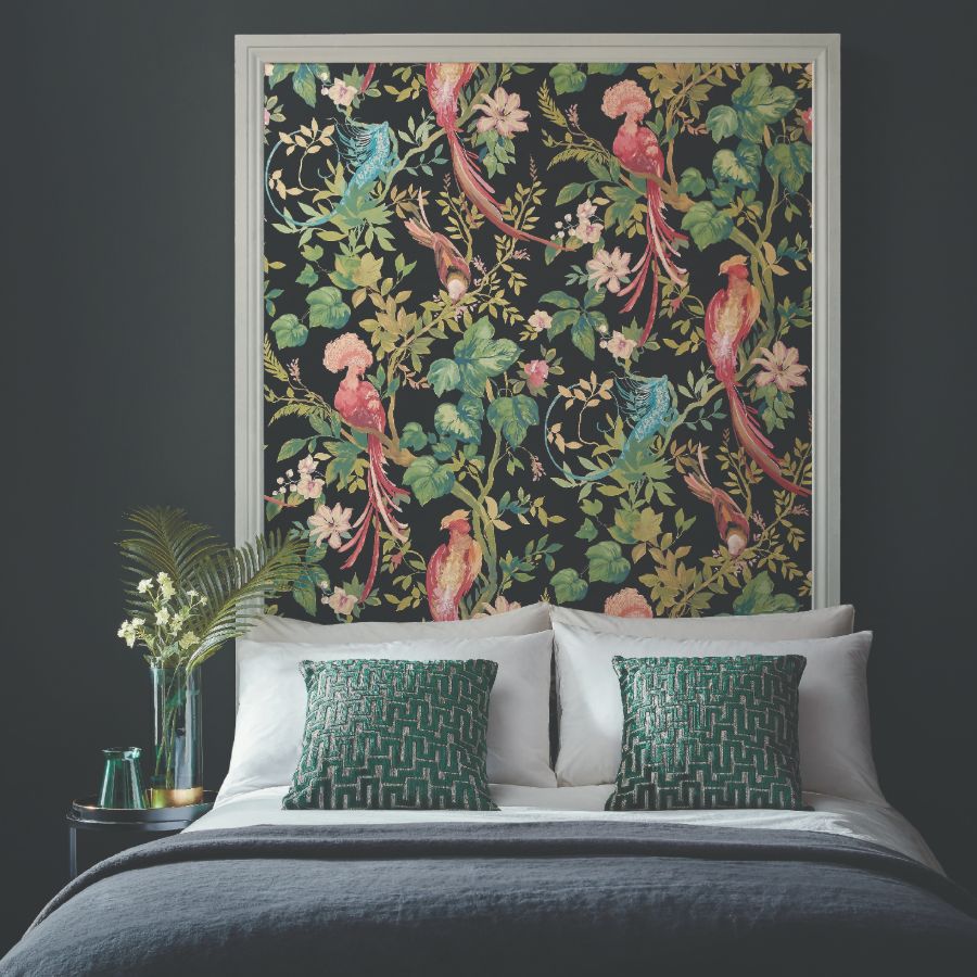 Bird Sonnet, Jet Black Luxury Bird, 1838 Wallcoverings, 7mp / rola 2