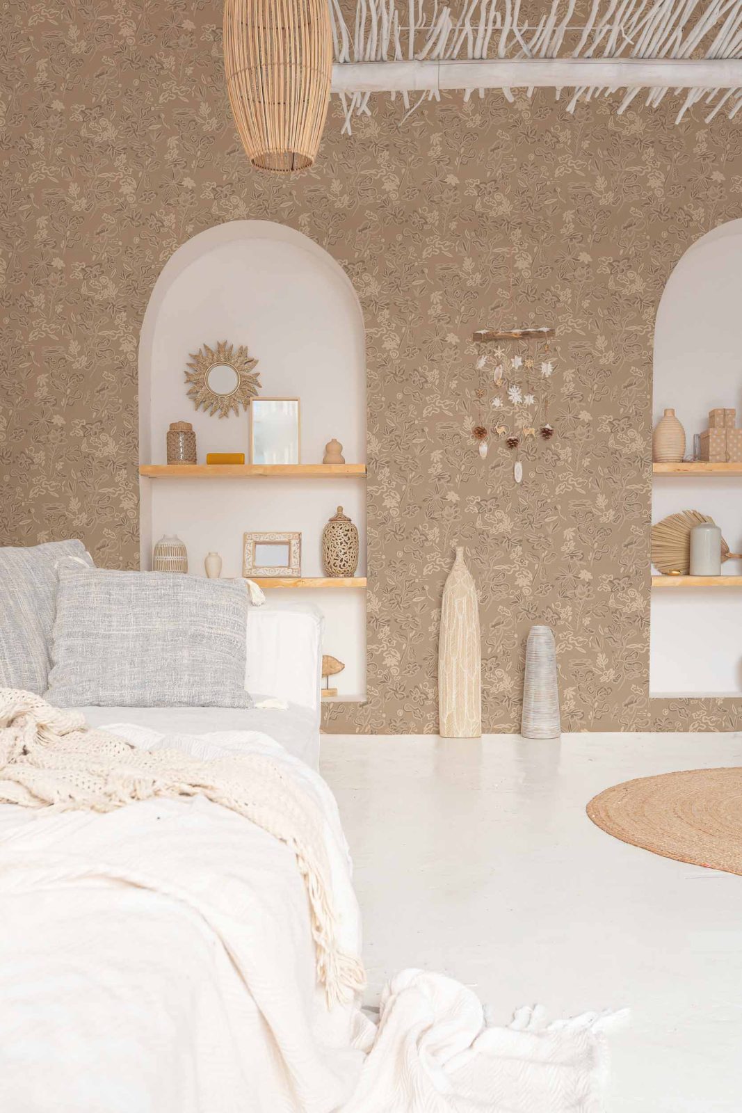 Crazy Flowers, Beige, TresTintas 5mp / rola 4