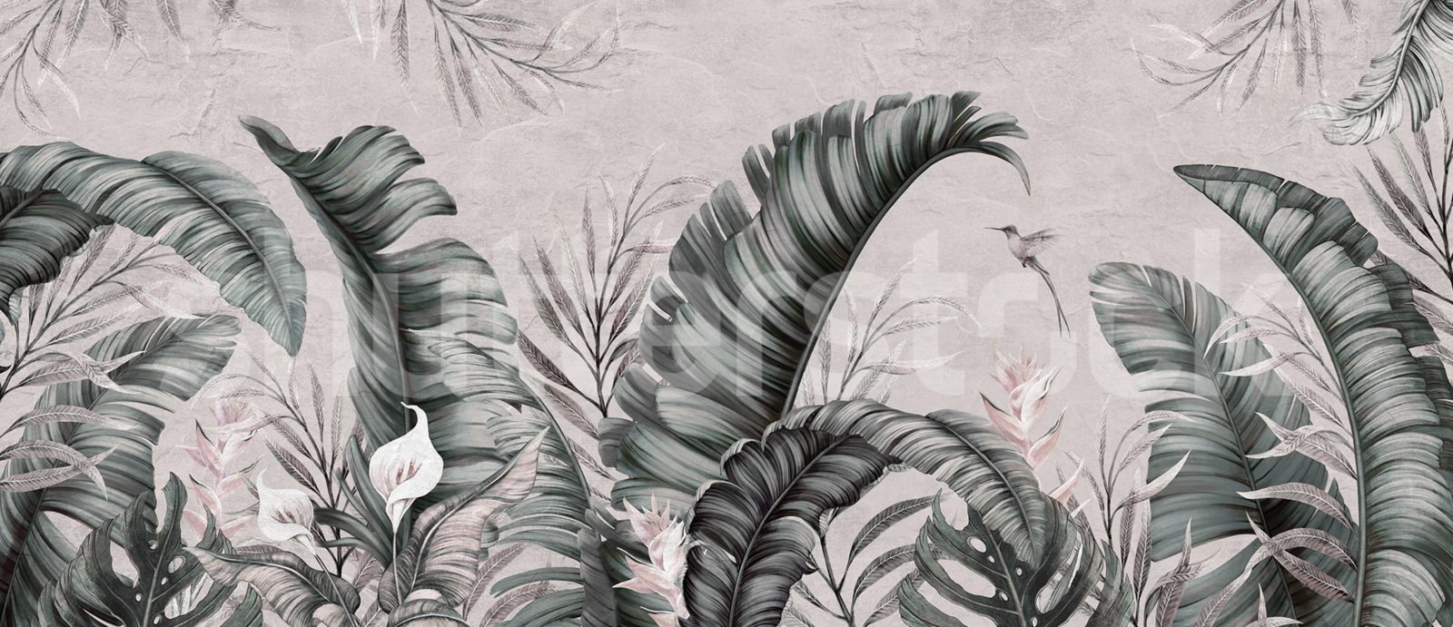 Tropical Leaves, Dusty Pink, Rebel Walls