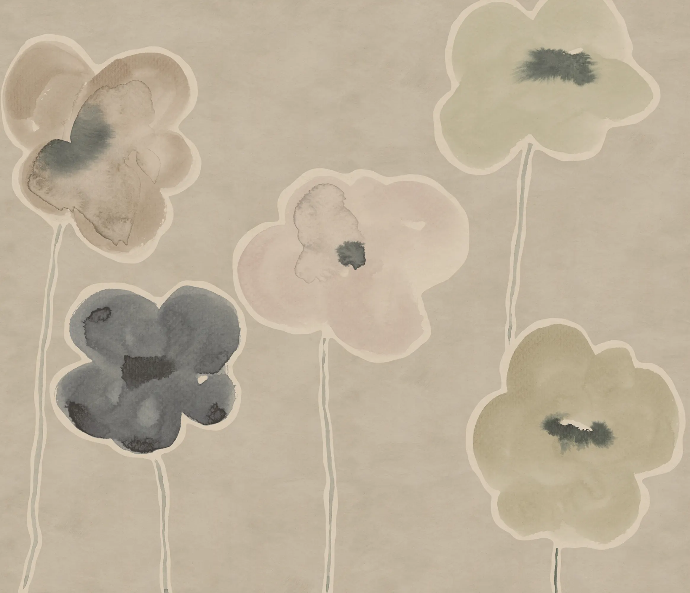 Paper Poppies, Pastel, Rebel Walls