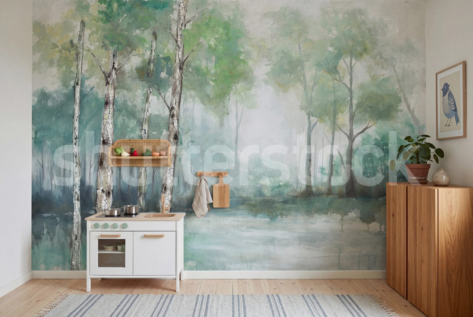 Birch View, Light Green, Rebel Walls 2