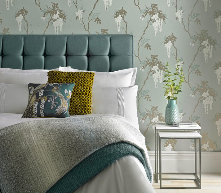 Leonora, Teal Green Luxury Floral, 1838 Wallcoverings, 5.3mp / rola 2
