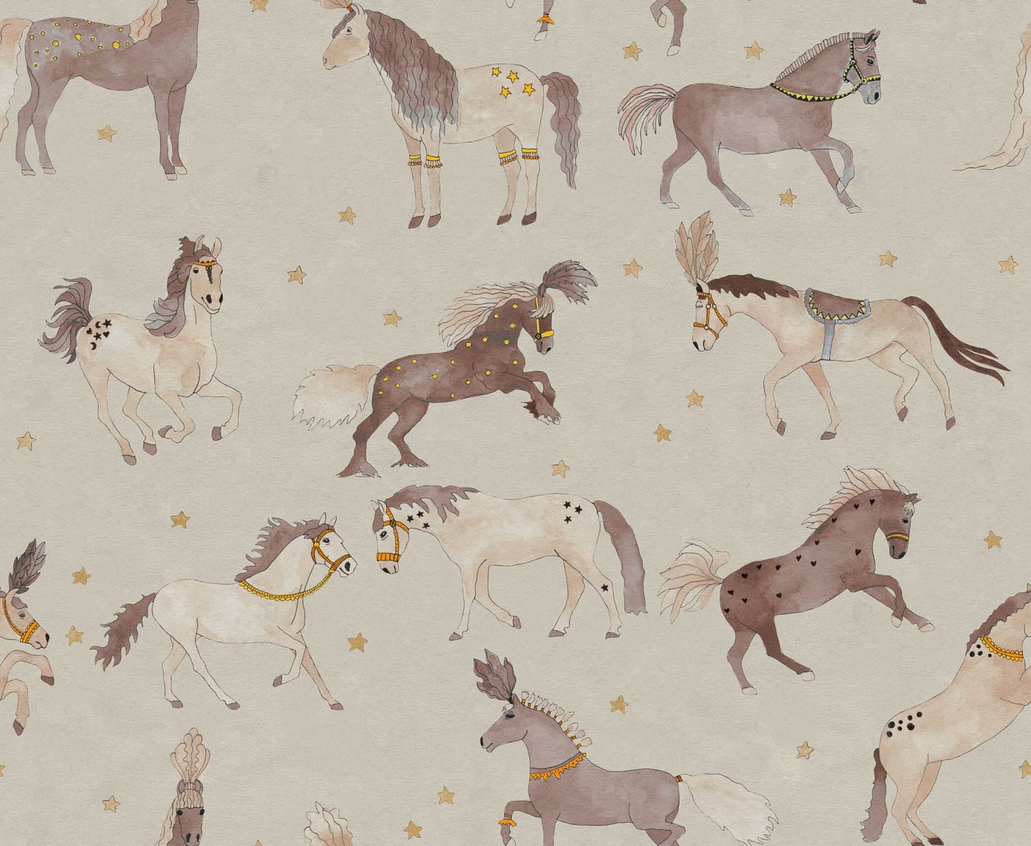 Circus Horses, Beige, Rebel Walls
