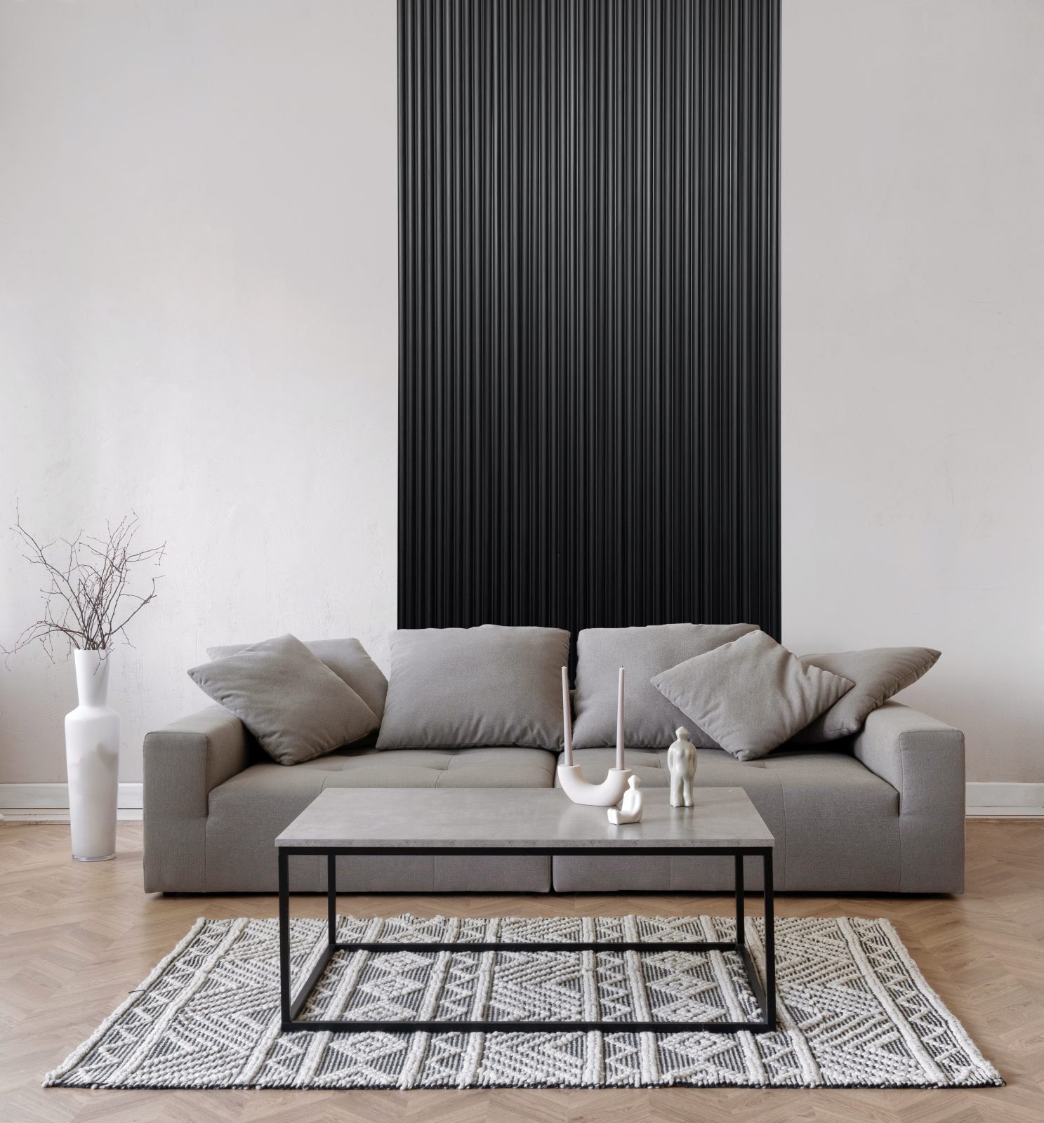 Riflaj decorativ 3D Onda, Negru, 270x11.2cm, Lamelio 7