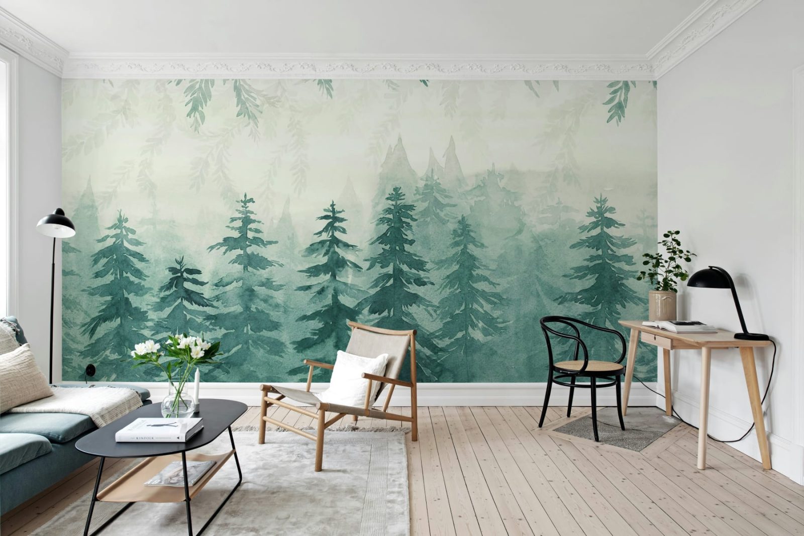 Watercolor Forest, Blue, Rebel Walls 3