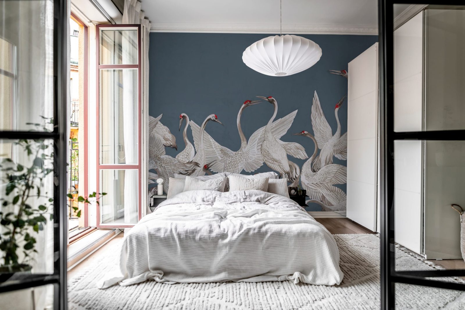 Soaring Cranes, Blue, Rebel Walls 2