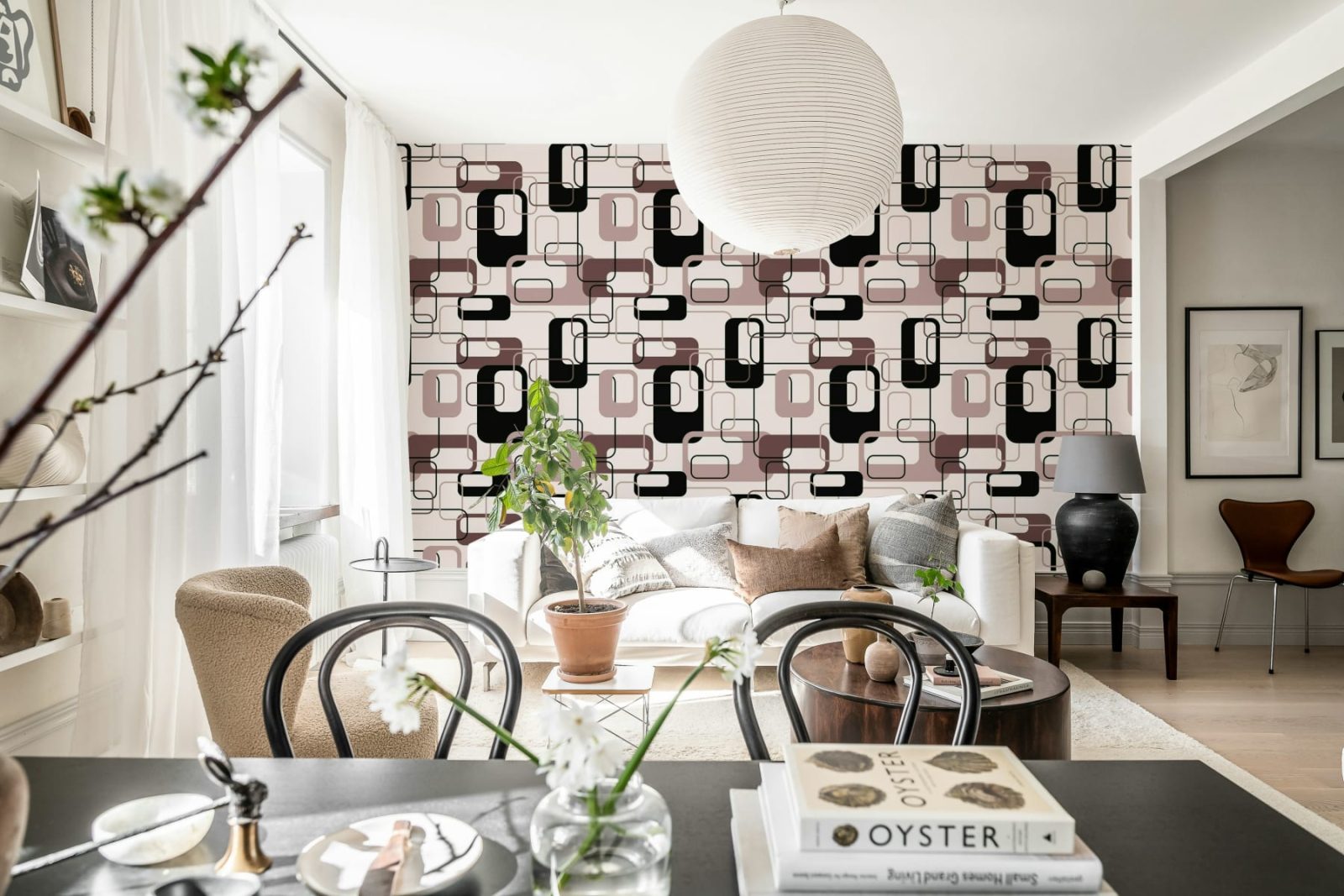 Retro Squares, Plum, Rebel Walls 3