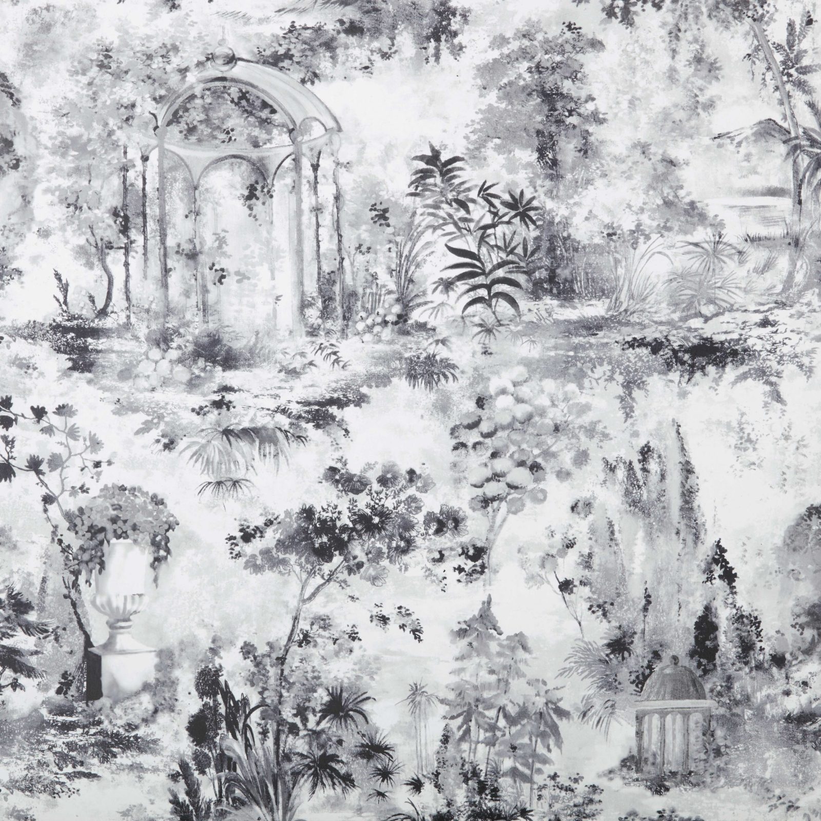 Pavilion, Stone Grey Luxury Toile, 1838 Wallcoverings, 7mp / rola