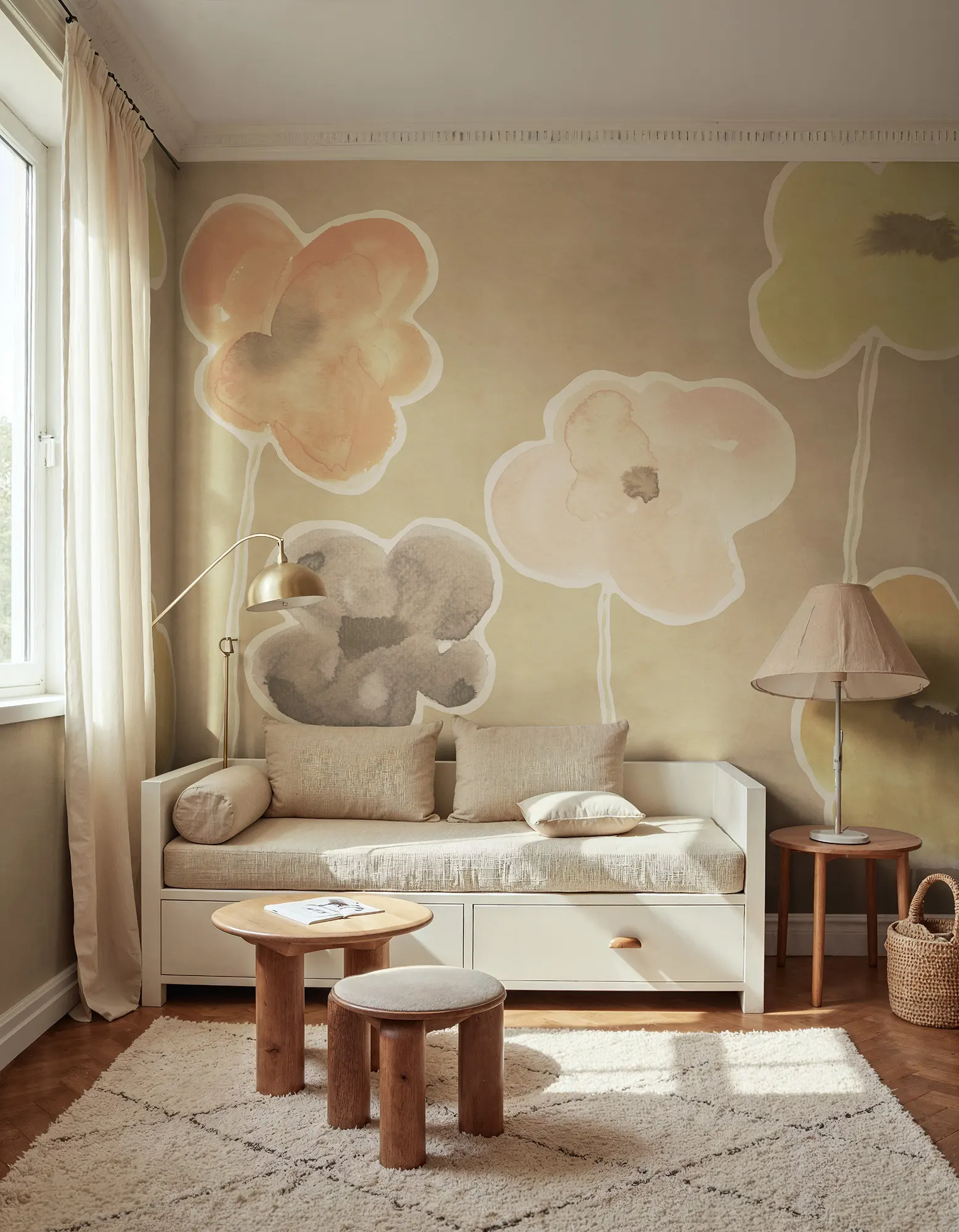 Paper Poppies, Beige, Rebel Walls 2